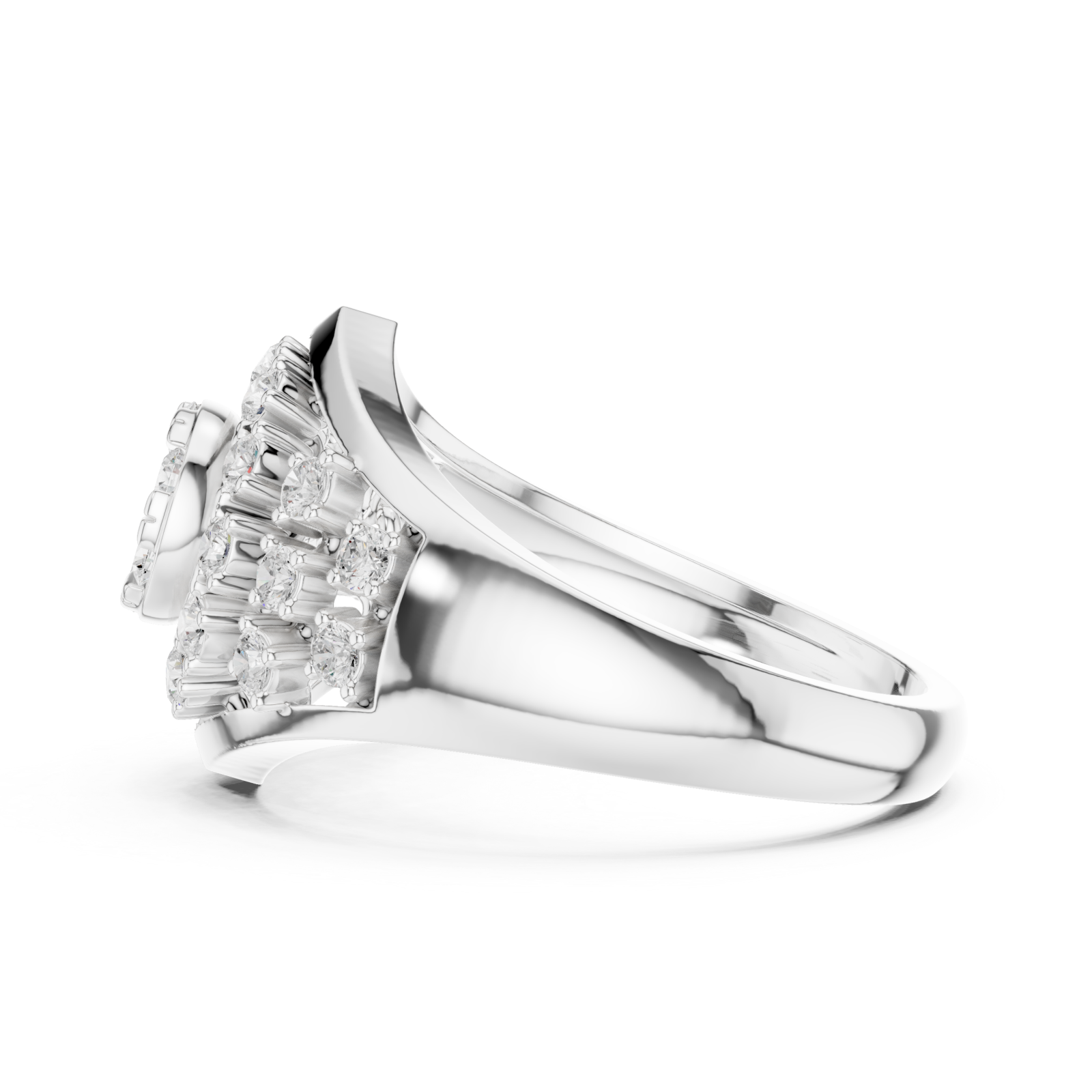  White Gold Radiant Sunbeam Statement Ring Side View