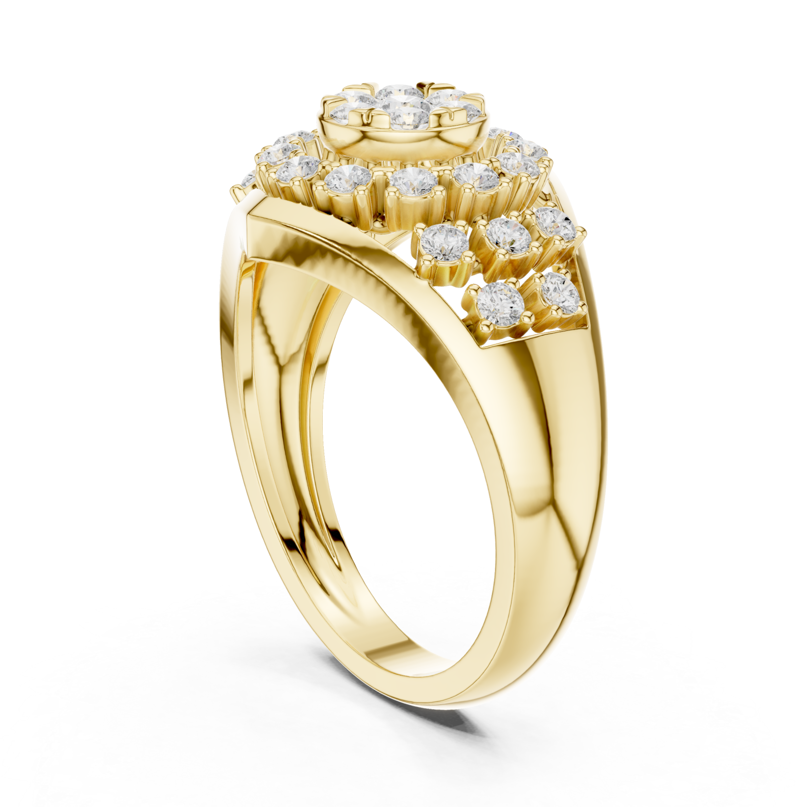  Gold Radiant Sunbeam Statement Ring Left View