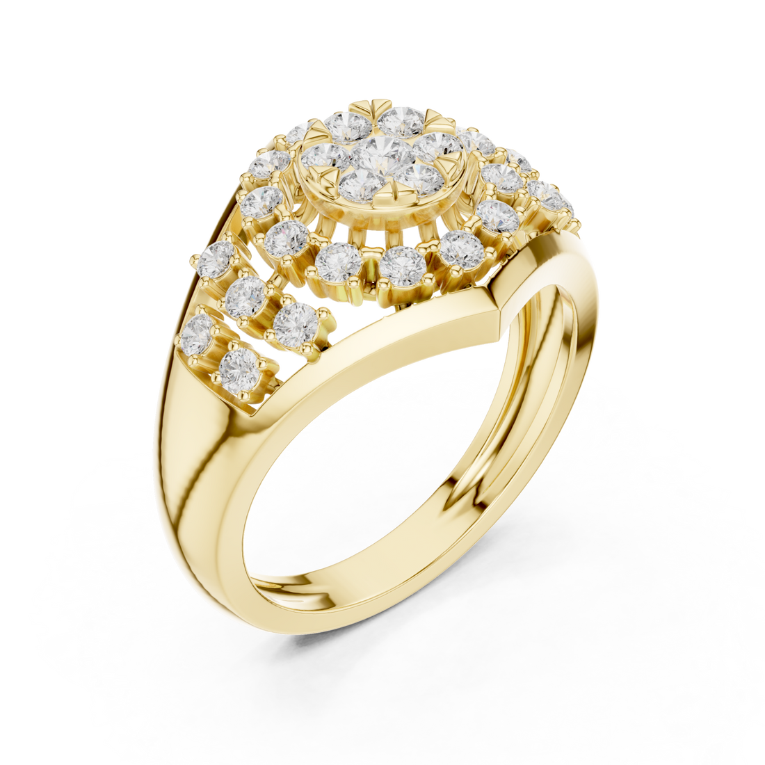 Gold Radiant Sunbeam Statement Ring Right View