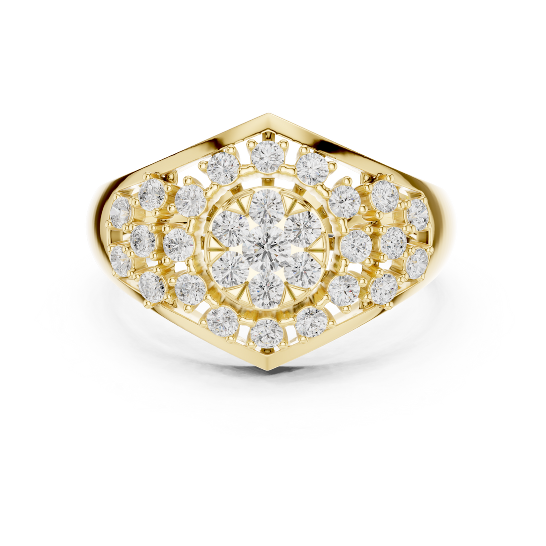 Gold Radiant Sunbeam Statement Ring Right View
