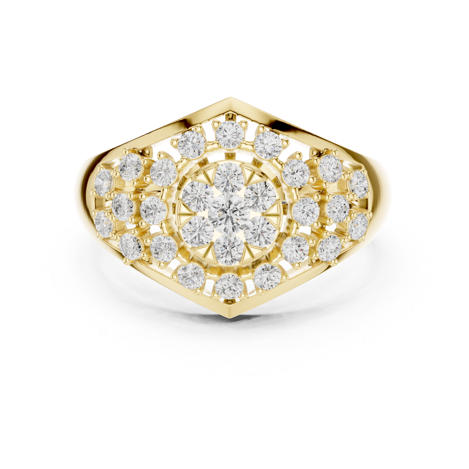  Gold Radiant Sunbeam Statement Ring Front View