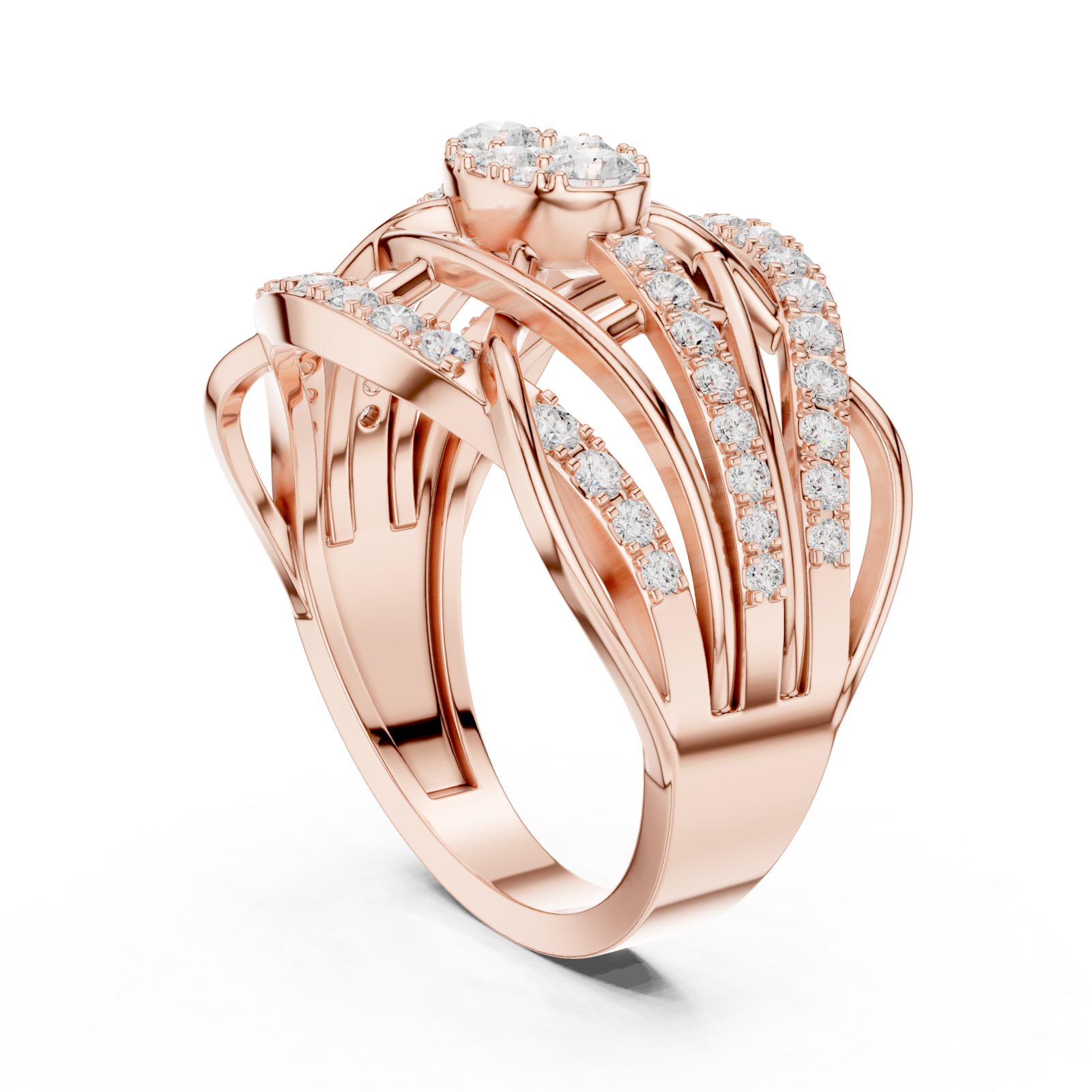 Rose Gold Radiant Embrace Grandeur Signature Band Ring Left View