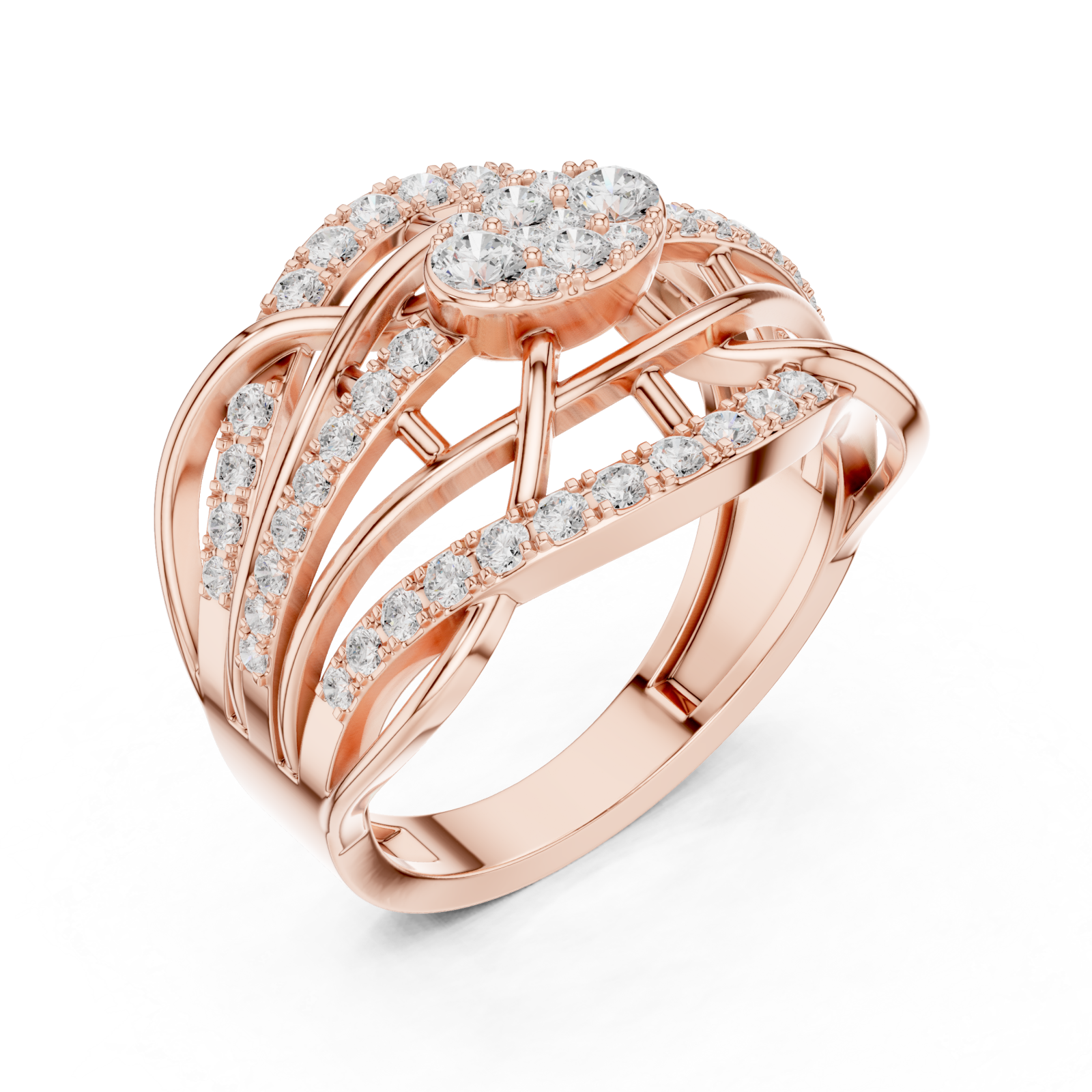  Rose Gold Radiant Embrace Grandeur Signature Band Ring Right View