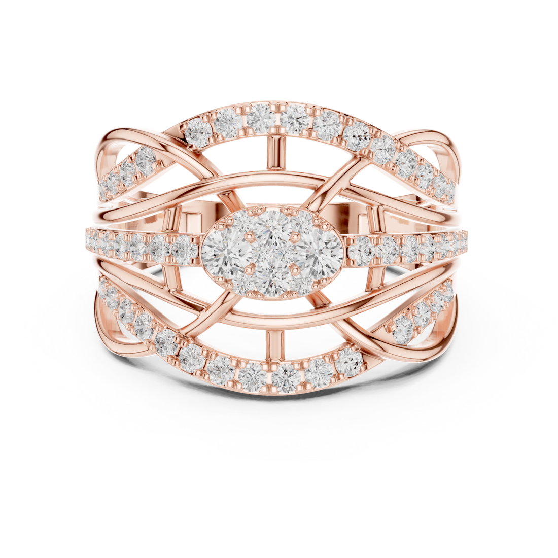  Rose Gold Radiant Embrace Grandeur Signature Band Ring Right View