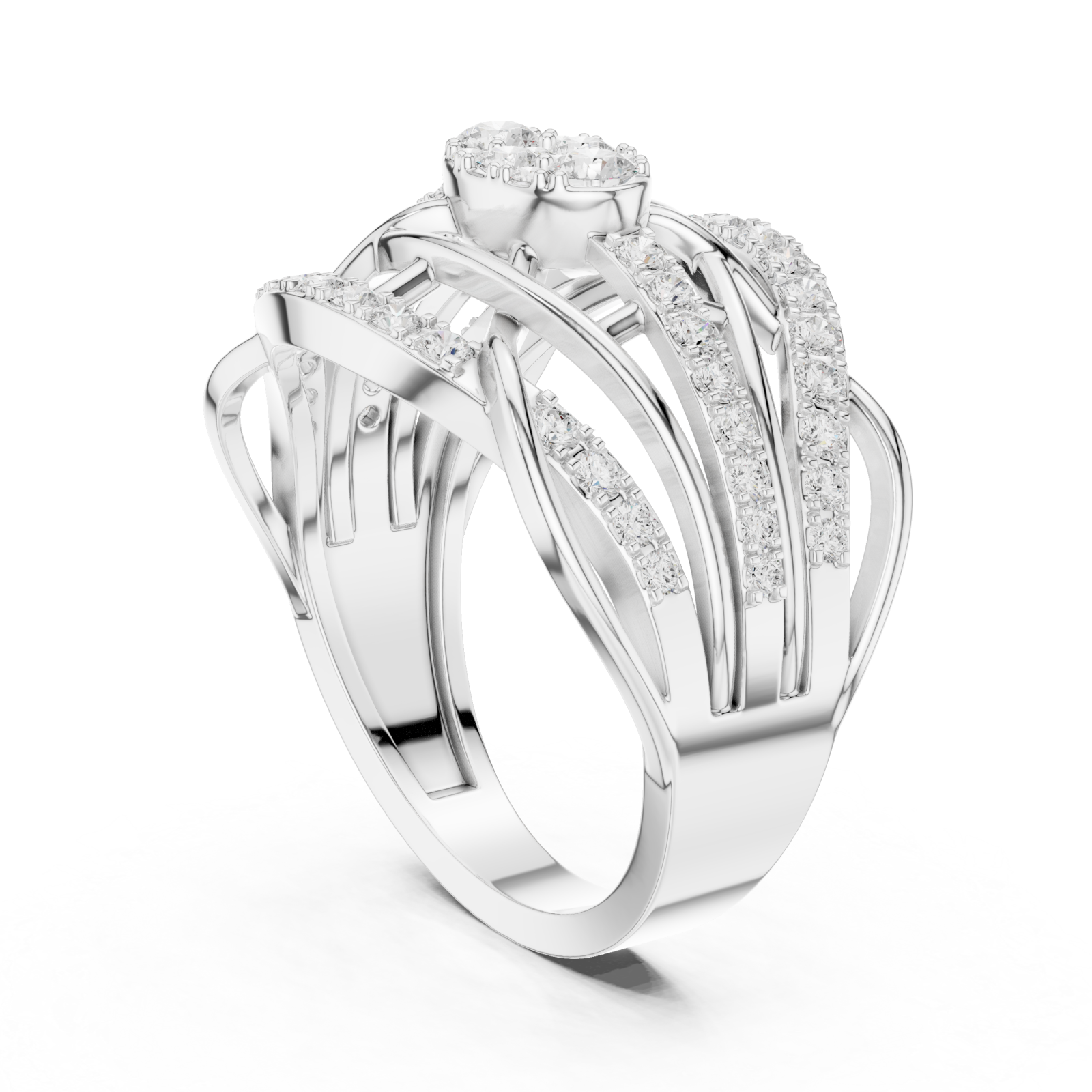  White Gold Radiant Embrace Grandeur Signature Band Ring Left View