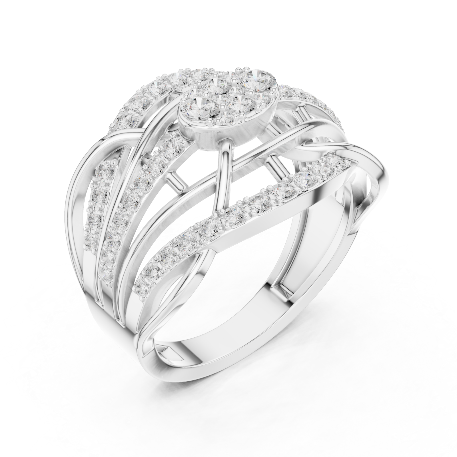  White Gold Radiant Embrace Grandeur Signature Band Ring Right View