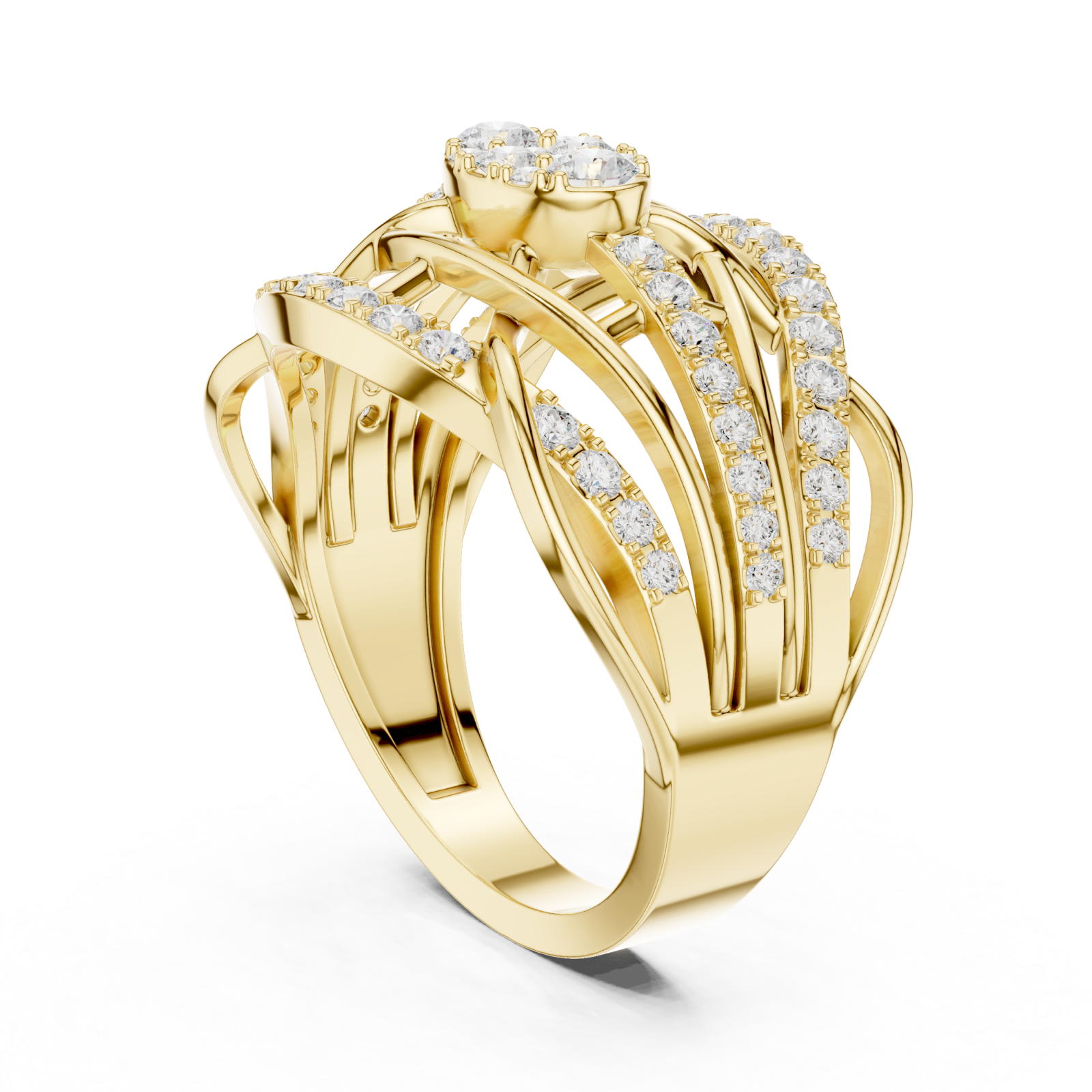  Gold Radiant Embrace Grandeur Signature Band Ring Left View