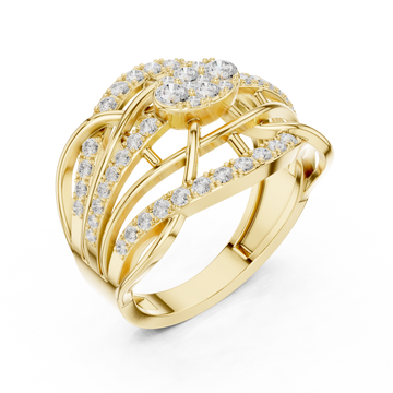 Gold Radiant Embrace Grandeur Signature Band Ring Right View
