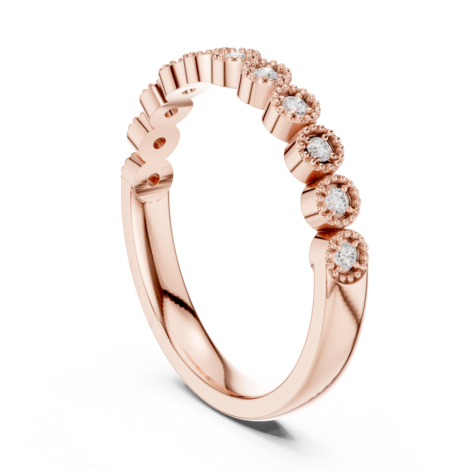  Rose Gold Daisy Blossom Band Ring Left View