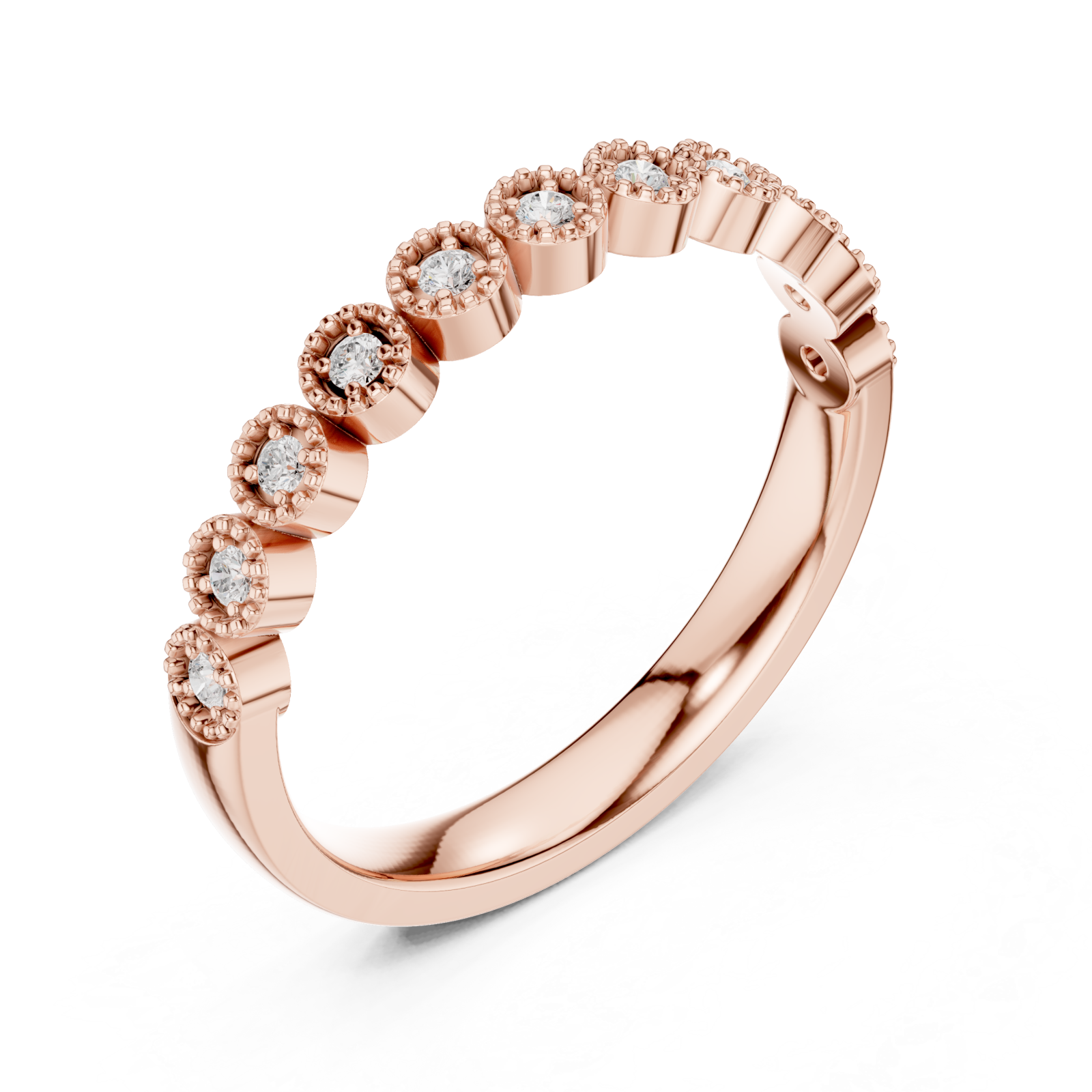  Rose Gold Daisy Blossom Band Ring Right View