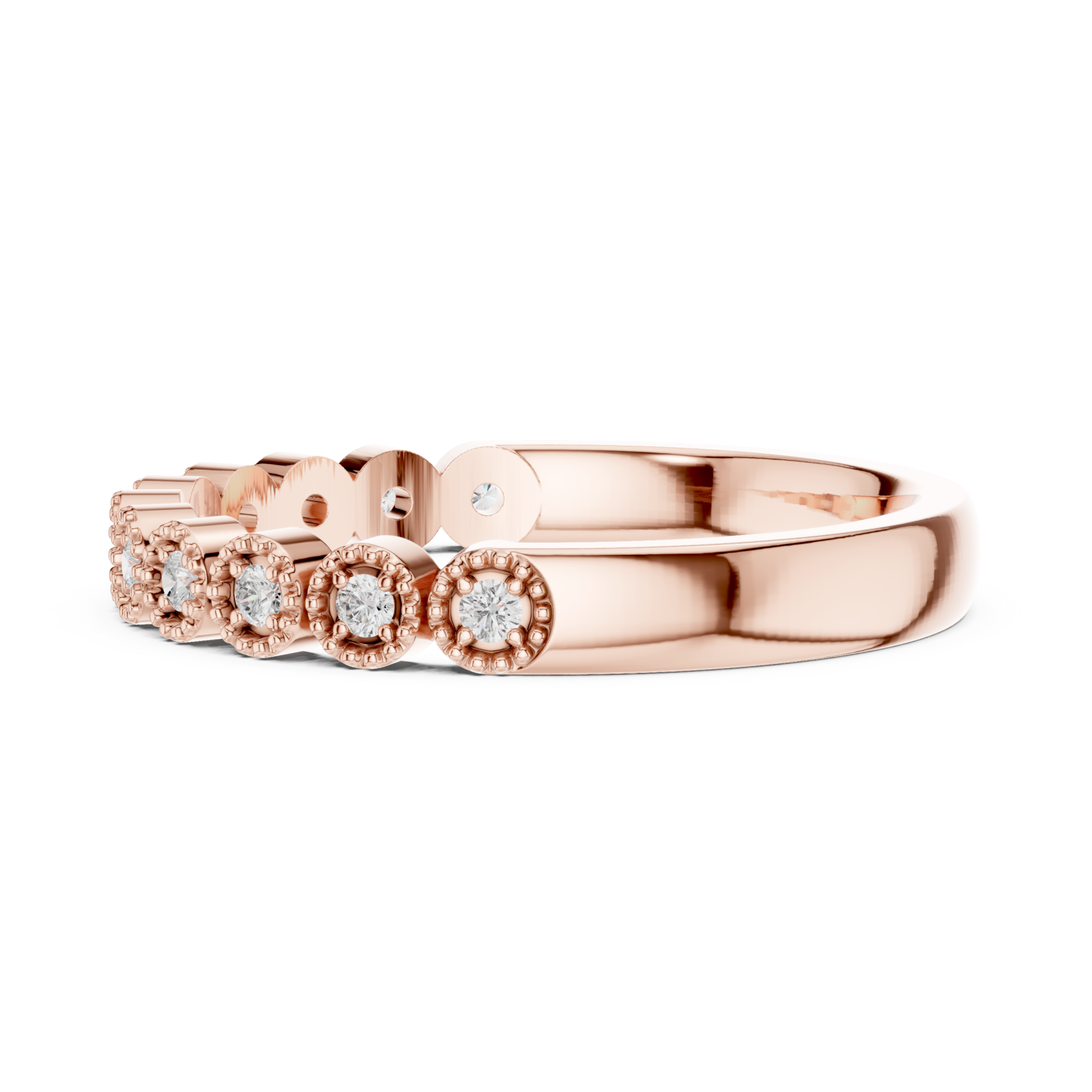  Rose Gold Daisy Blossom Band Ring Side View