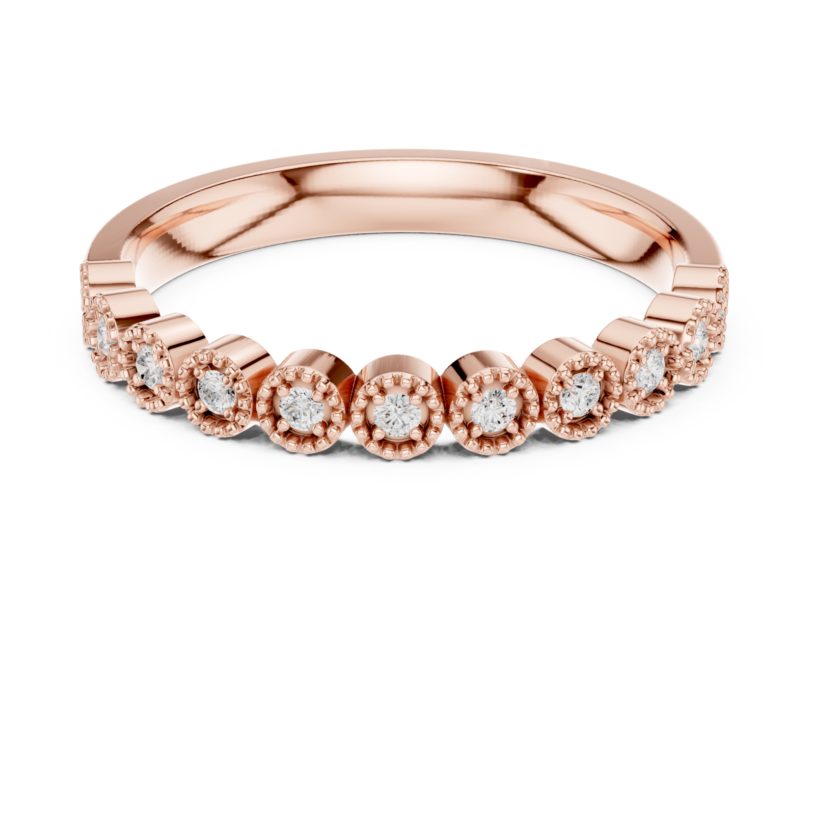  Rose Gold Daisy Blossom Band Ring Front View