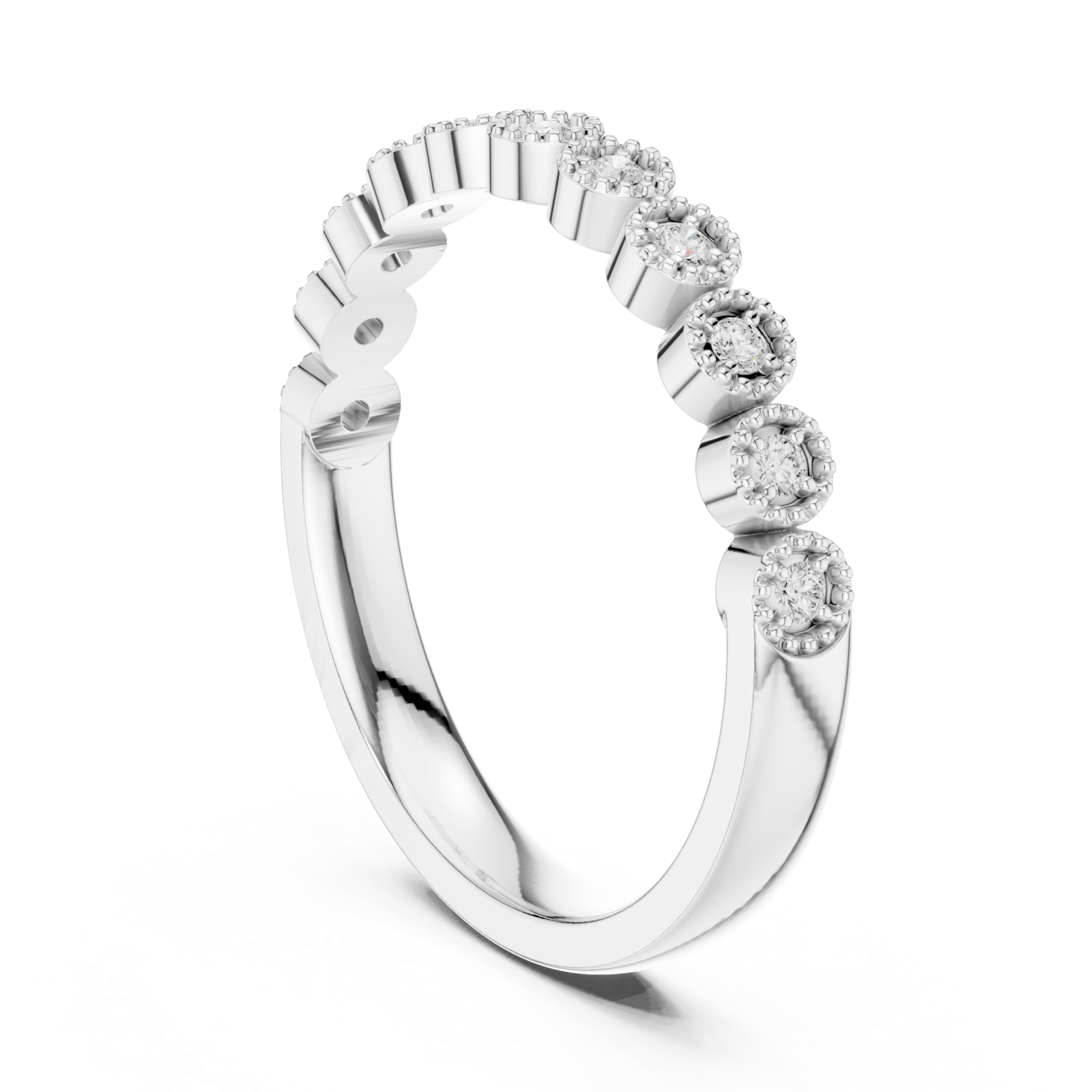  White Gold Daisy Blossom Band Ring Left View