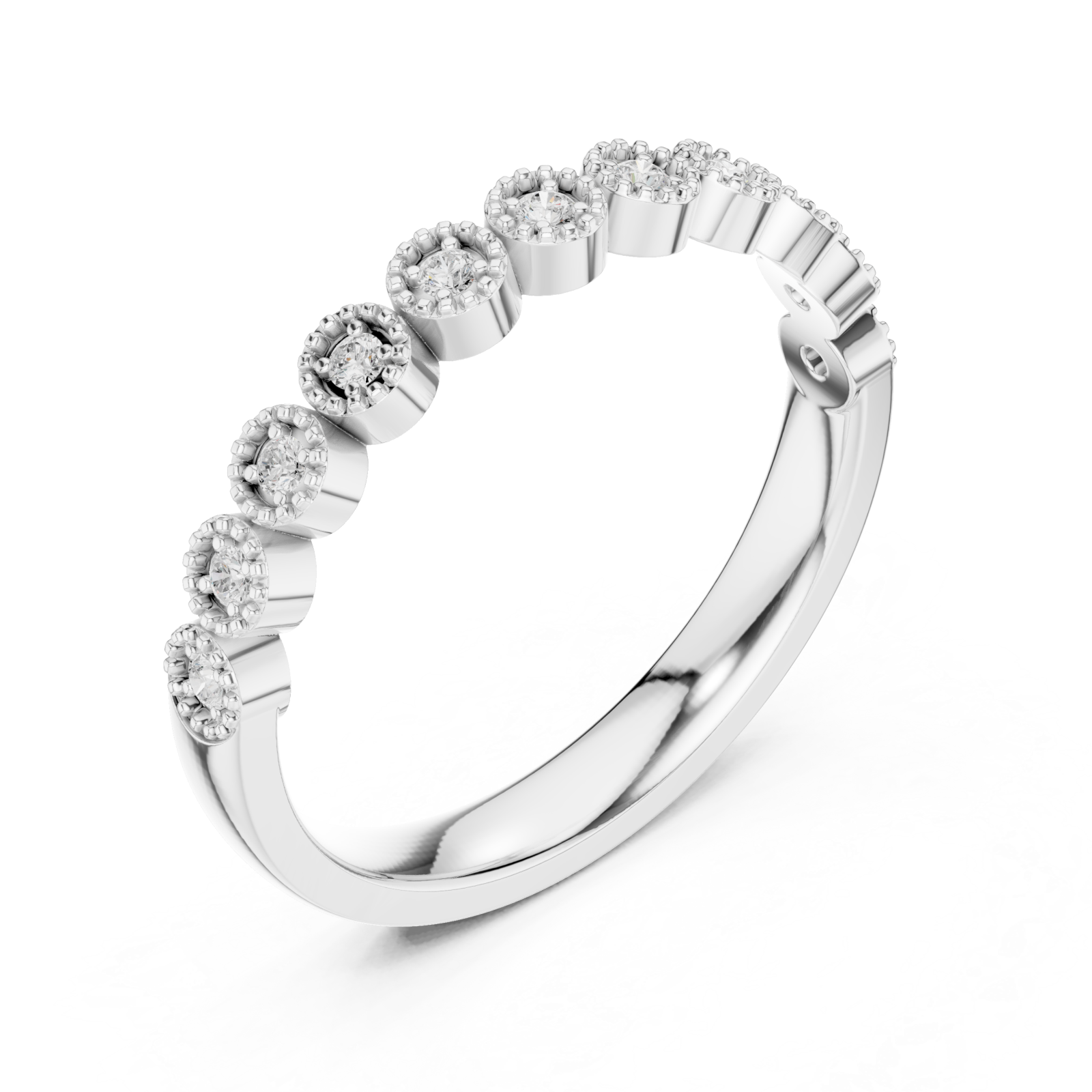  White Gold Daisy Blossom Band Ring Right View