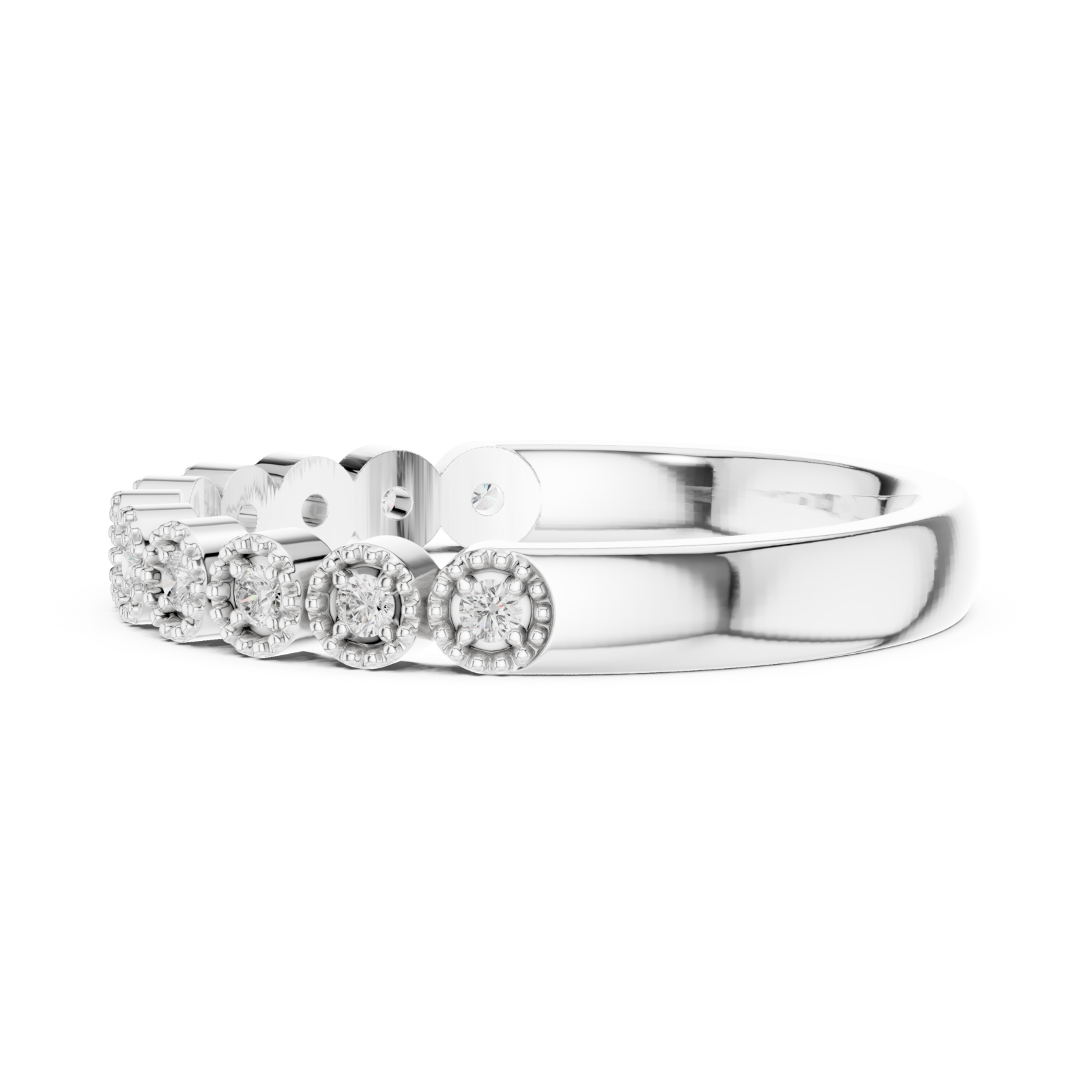  White Gold Daisy Blossom Band Ring Side View