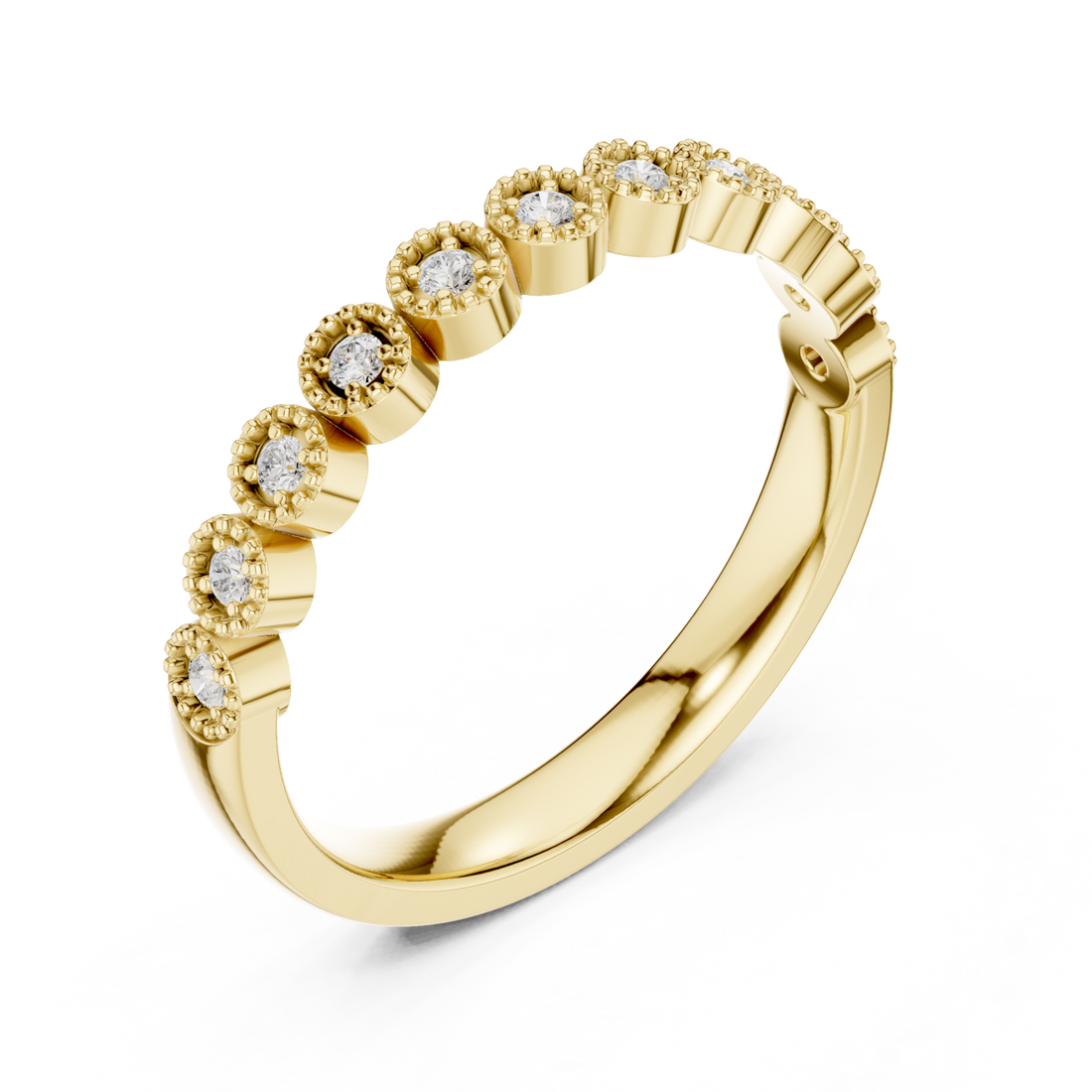 Gold Daisy Blossom Band Ring Right View