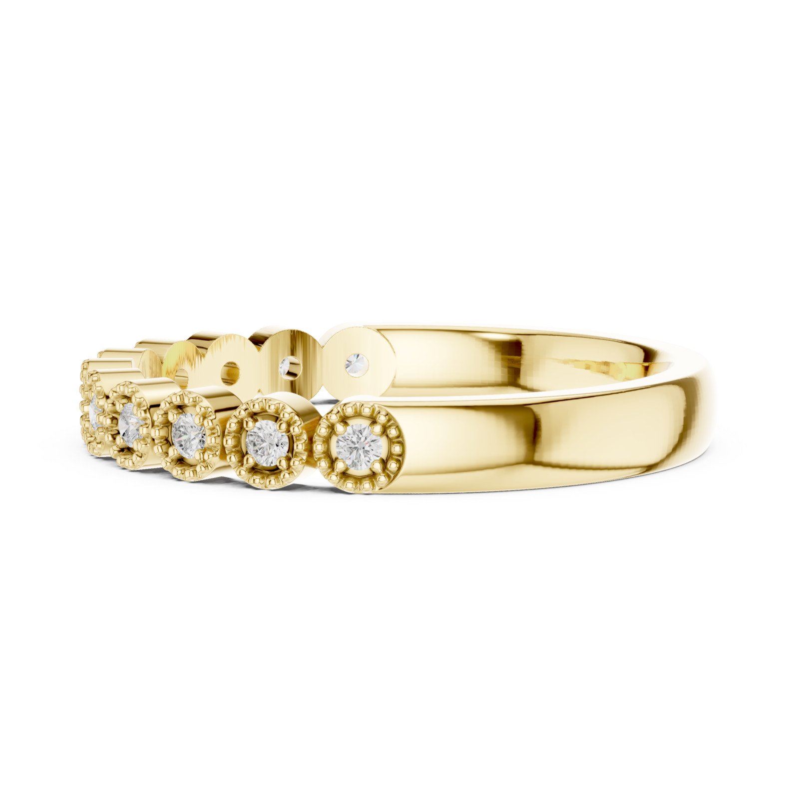  Gold Daisy Blossom Band Ring Side View
