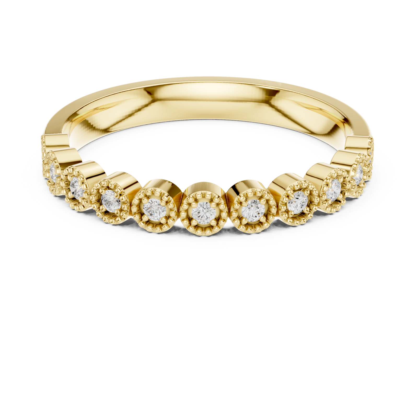  Gold Daisy Blossom Band Ring Front View