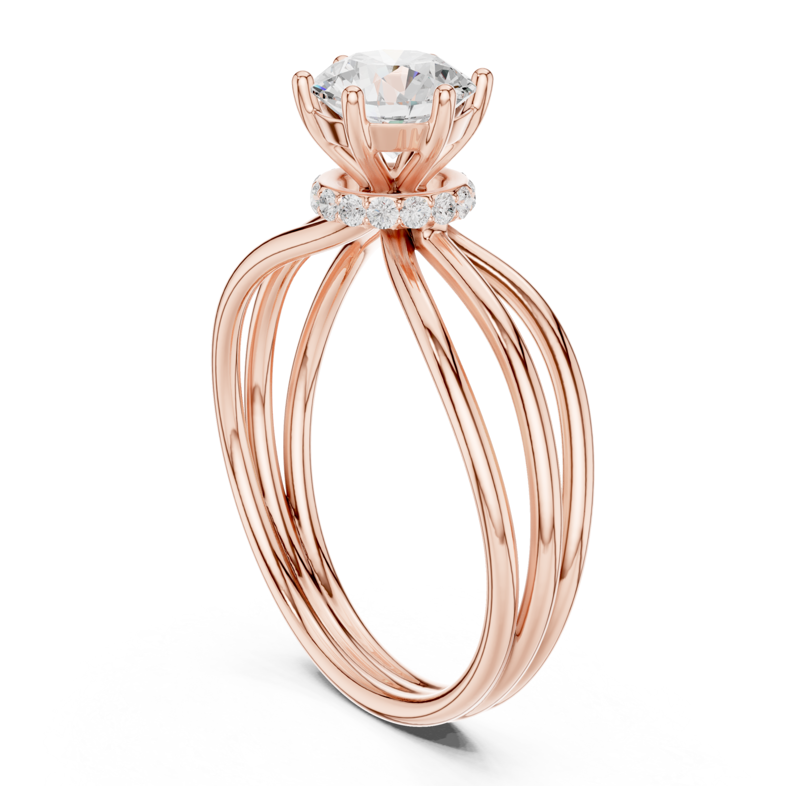  Rose Gold Celestial Muse Solitaire Engagement Ring Left View