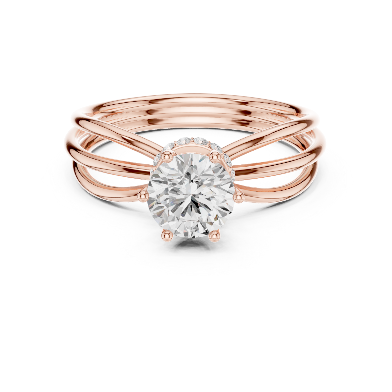  Rose Gold Celestial Muse Solitaire Engagement Ring Front View