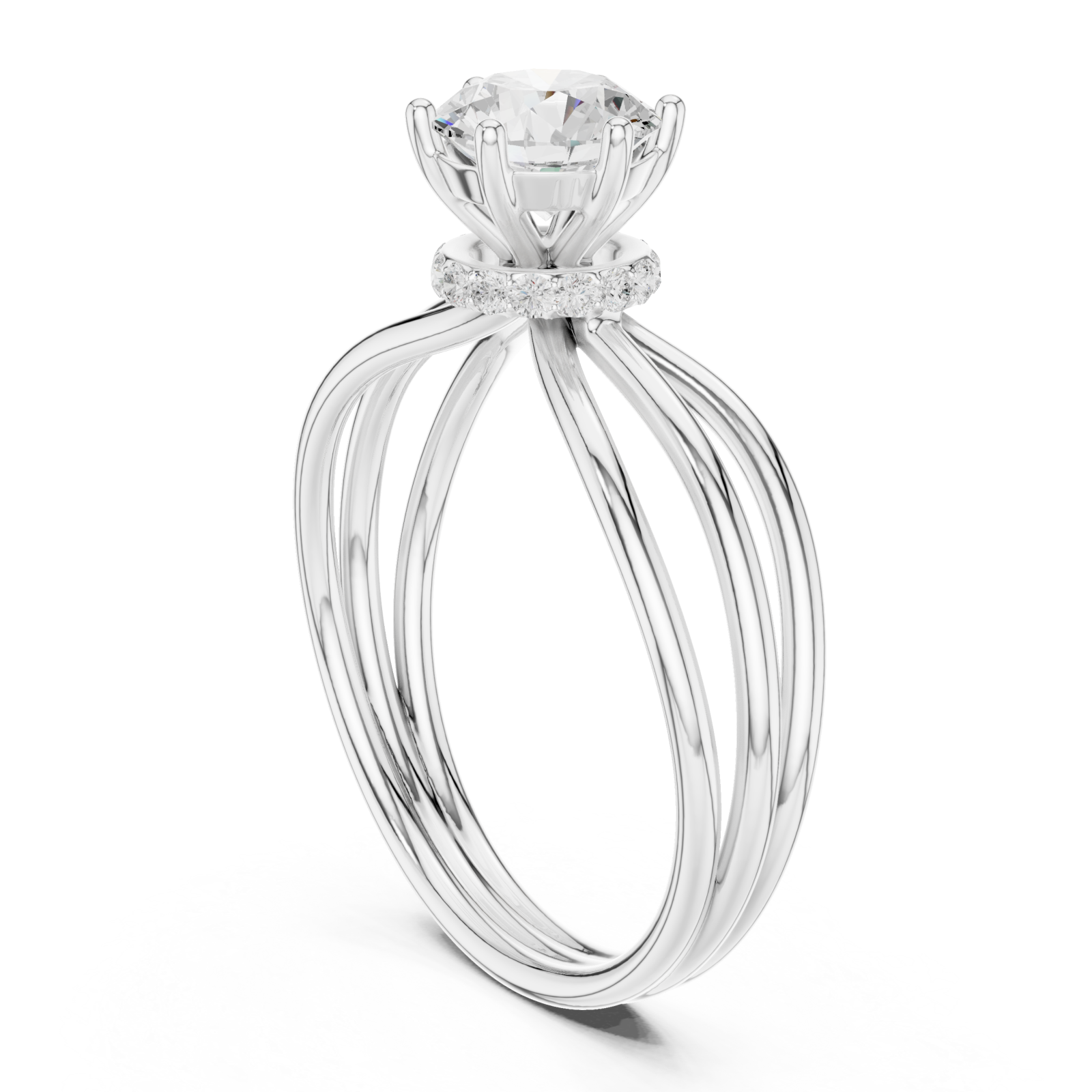  White Gold Celestial Muse Solitaire Engagement Ring Left View