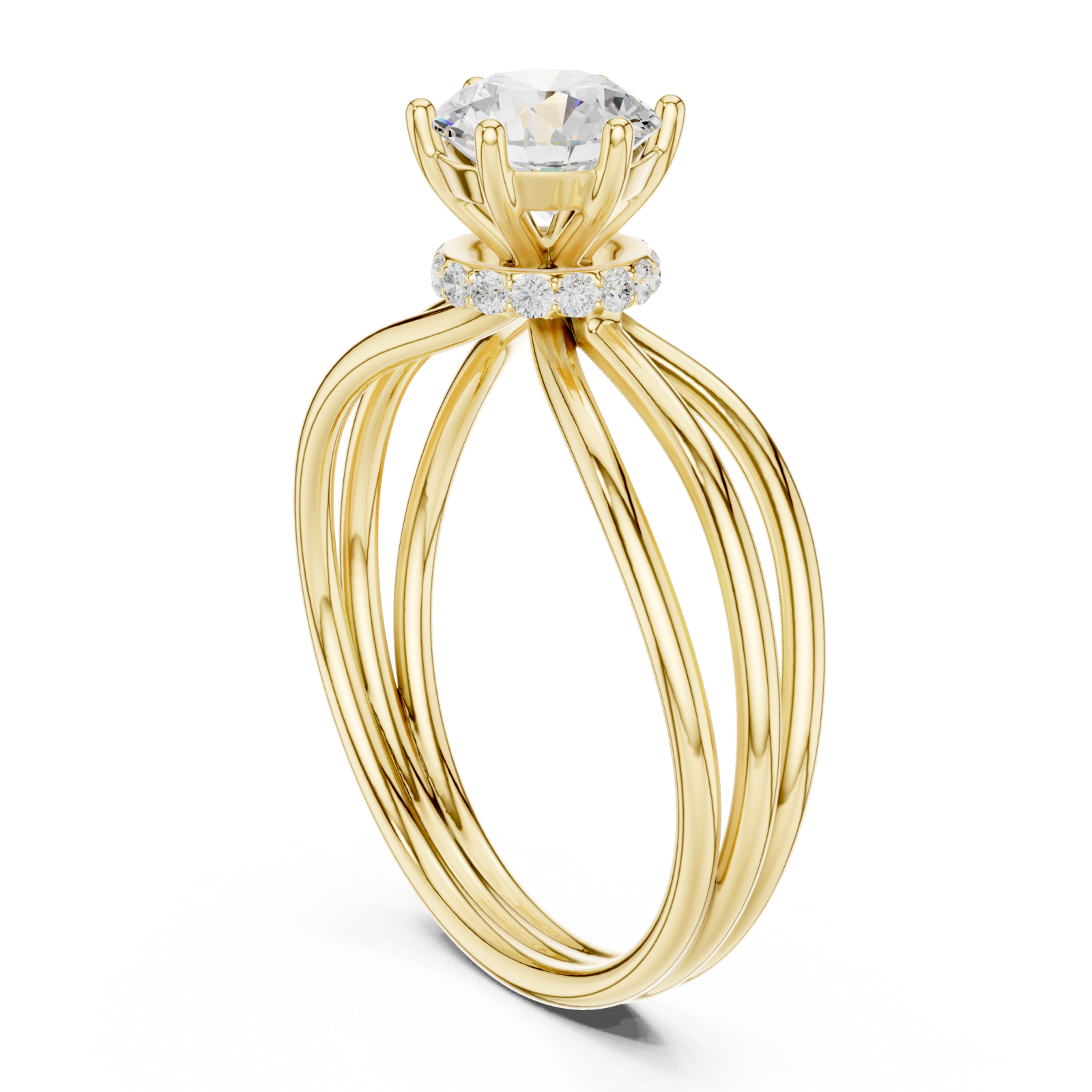  Gold Celestial Muse Solitaire Engagement Ring Left View