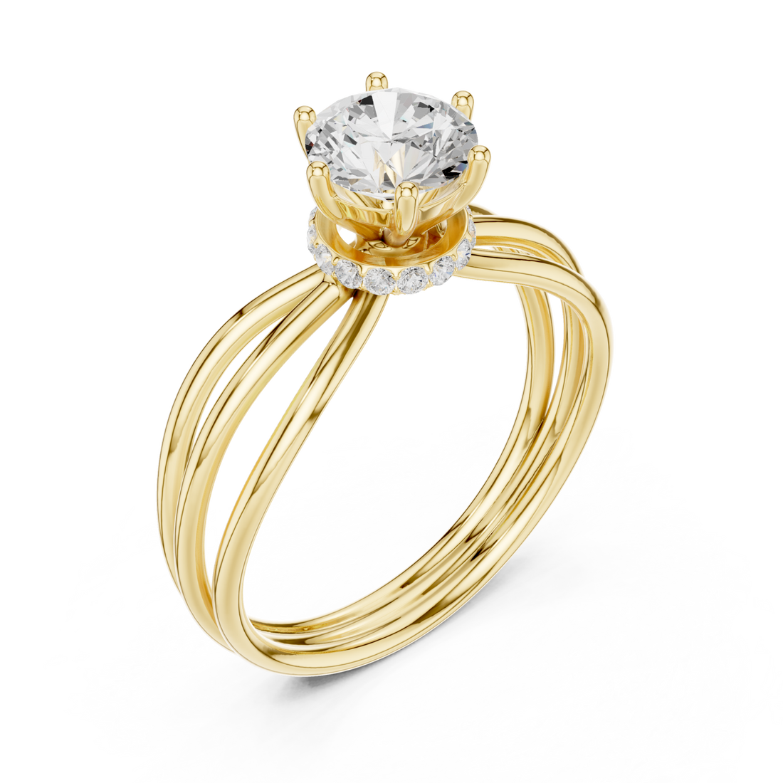 Gold Celestial Muse Solitaire Engagement Ring Right View