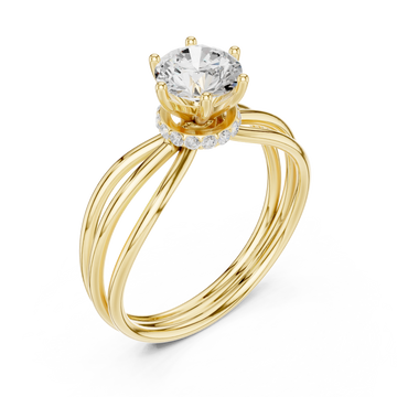 Gold Celestial Muse Solitaire Engagement Ring Right View