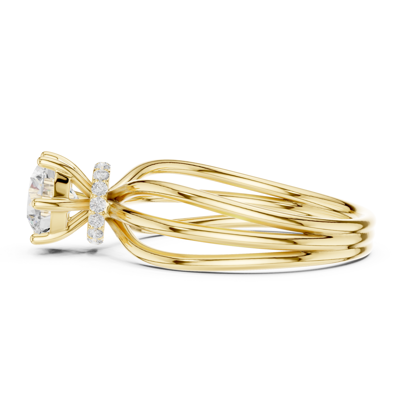  Gold Celestial Muse Solitaire Engagement Ring Side View