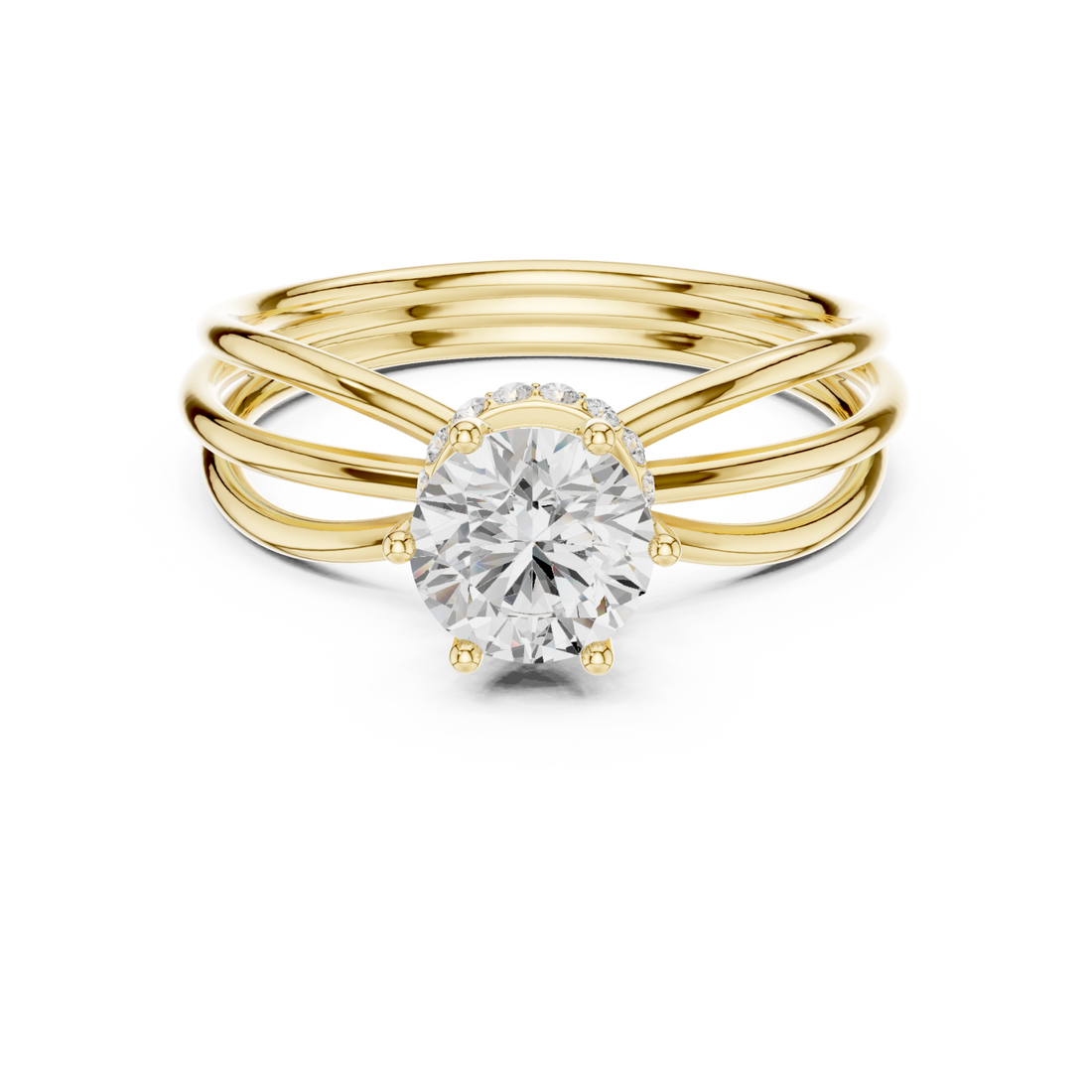 Gold Celestial Muse Solitaire Engagement Ring Right View