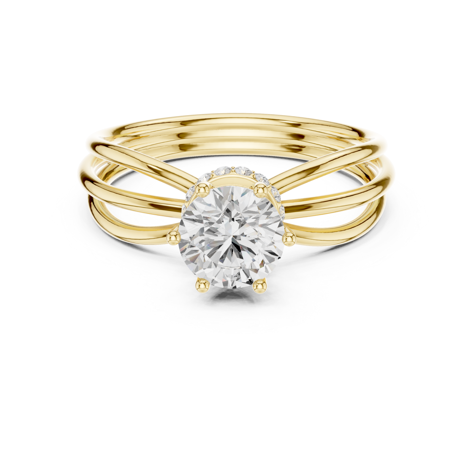  Gold Celestial Muse Solitaire Engagement Ring Front View