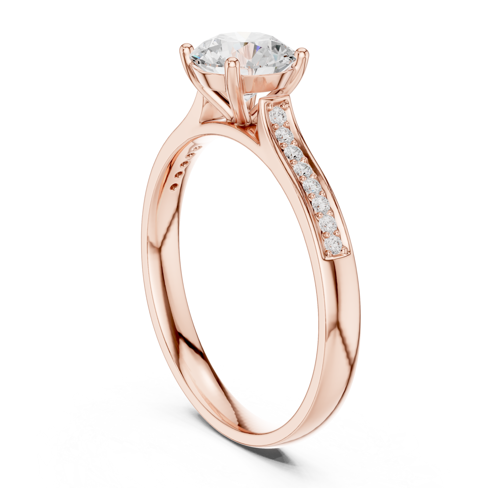  Rose Gold Radiant Muse Pavé Band Engagement Ring Left View