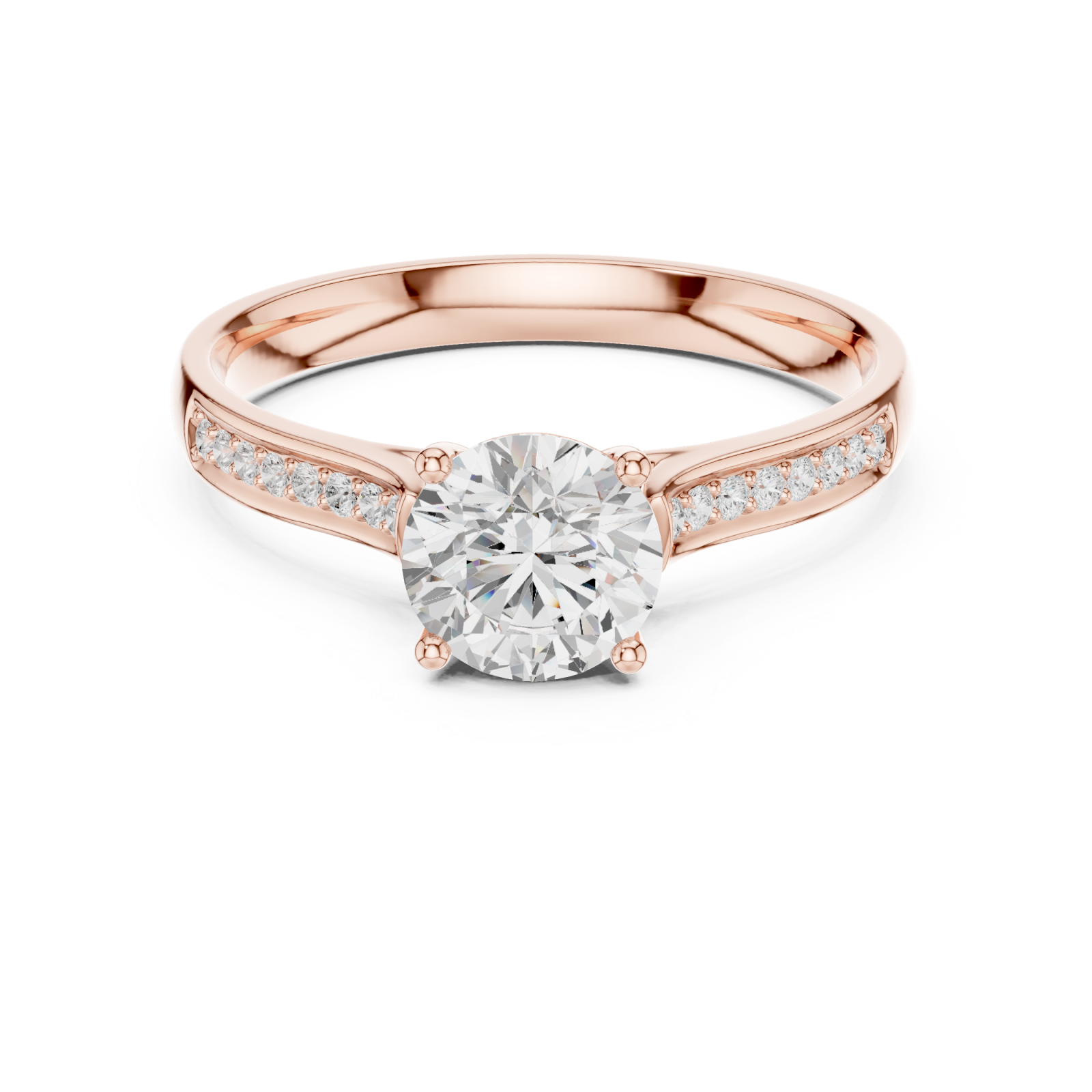  Rose Gold Radiant Muse Pavé Band Engagement Ring Front View