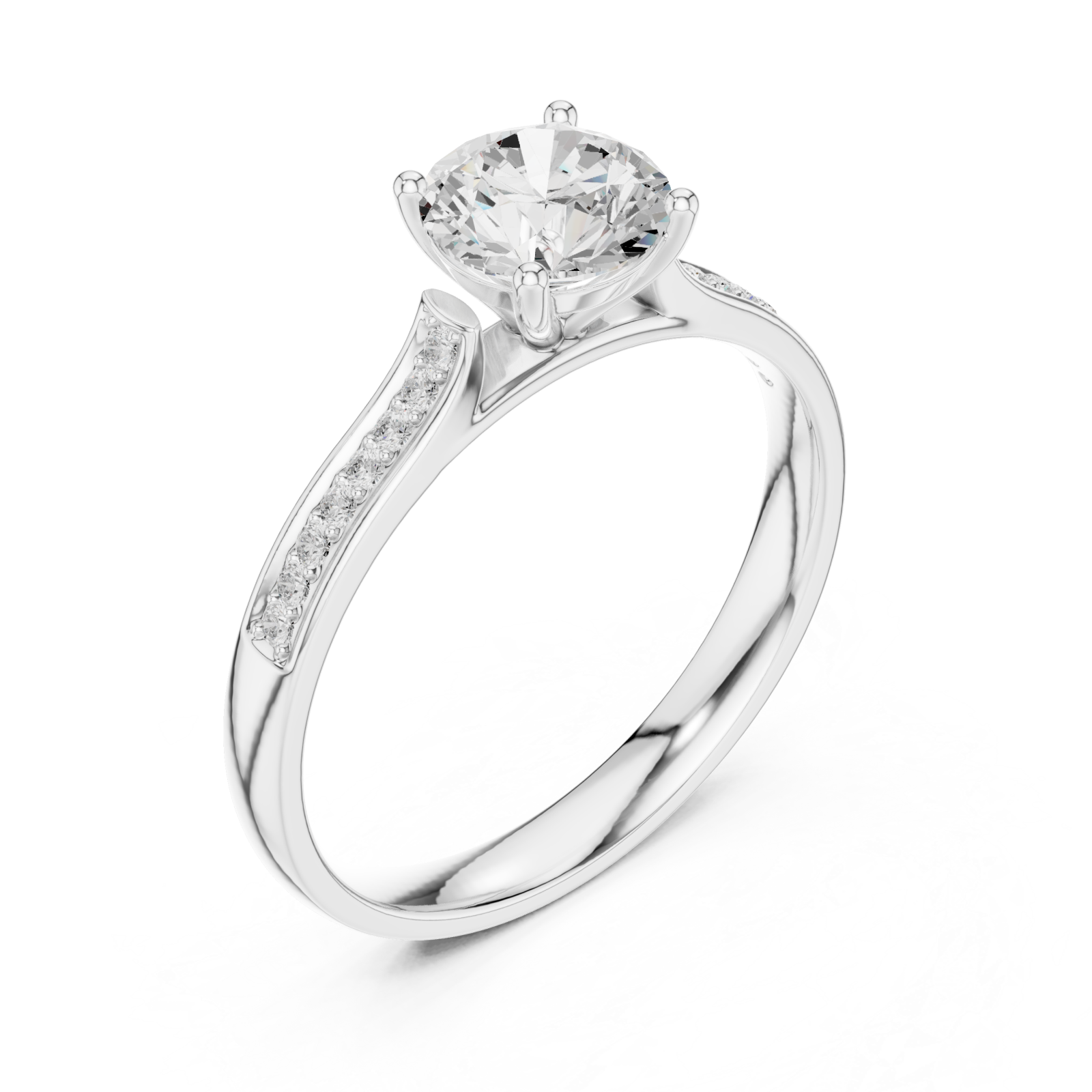  White Gold Radiant Muse Pavé Band Engagement Ring Right View