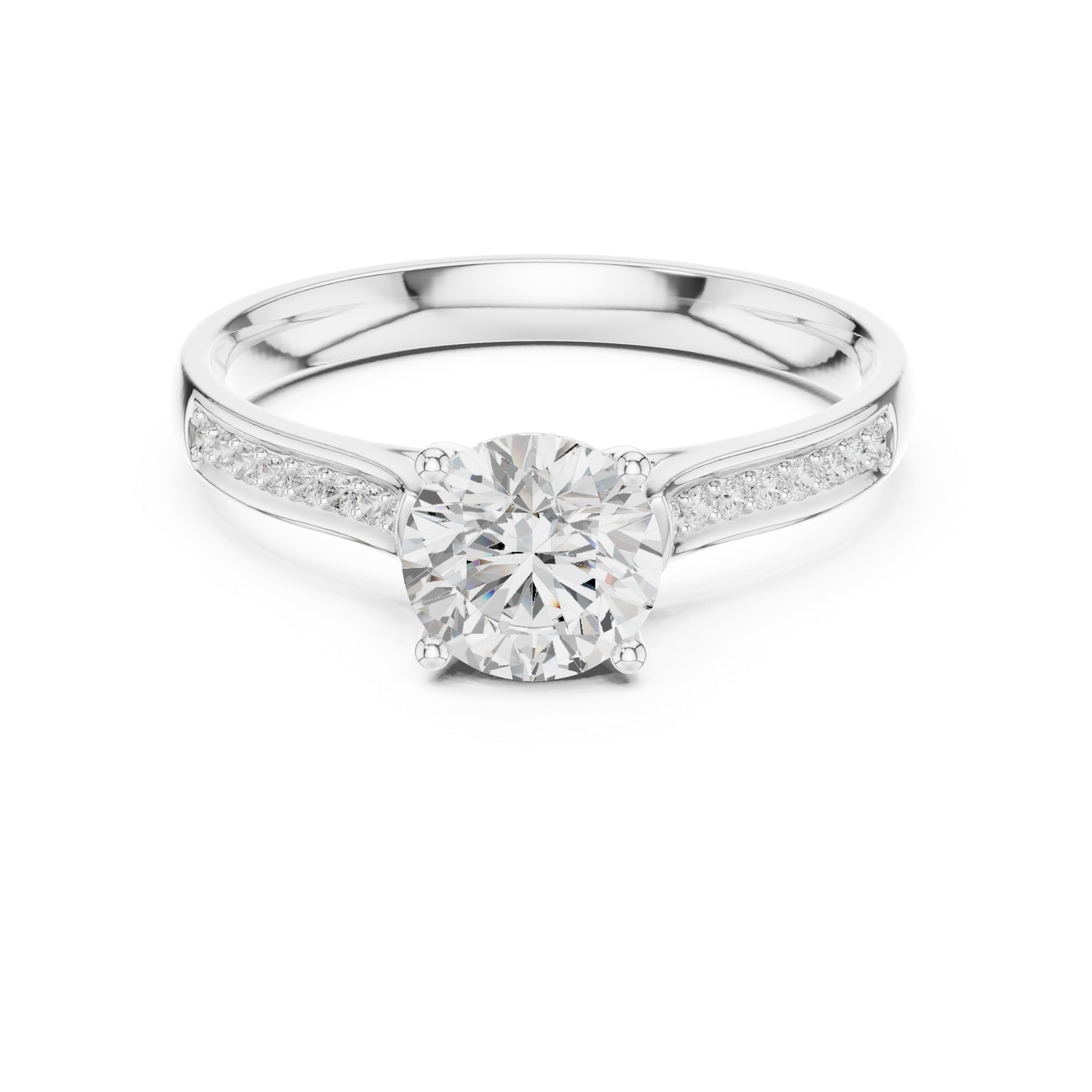  White Gold Radiant Muse Pavé Band Engagement Ring Front View