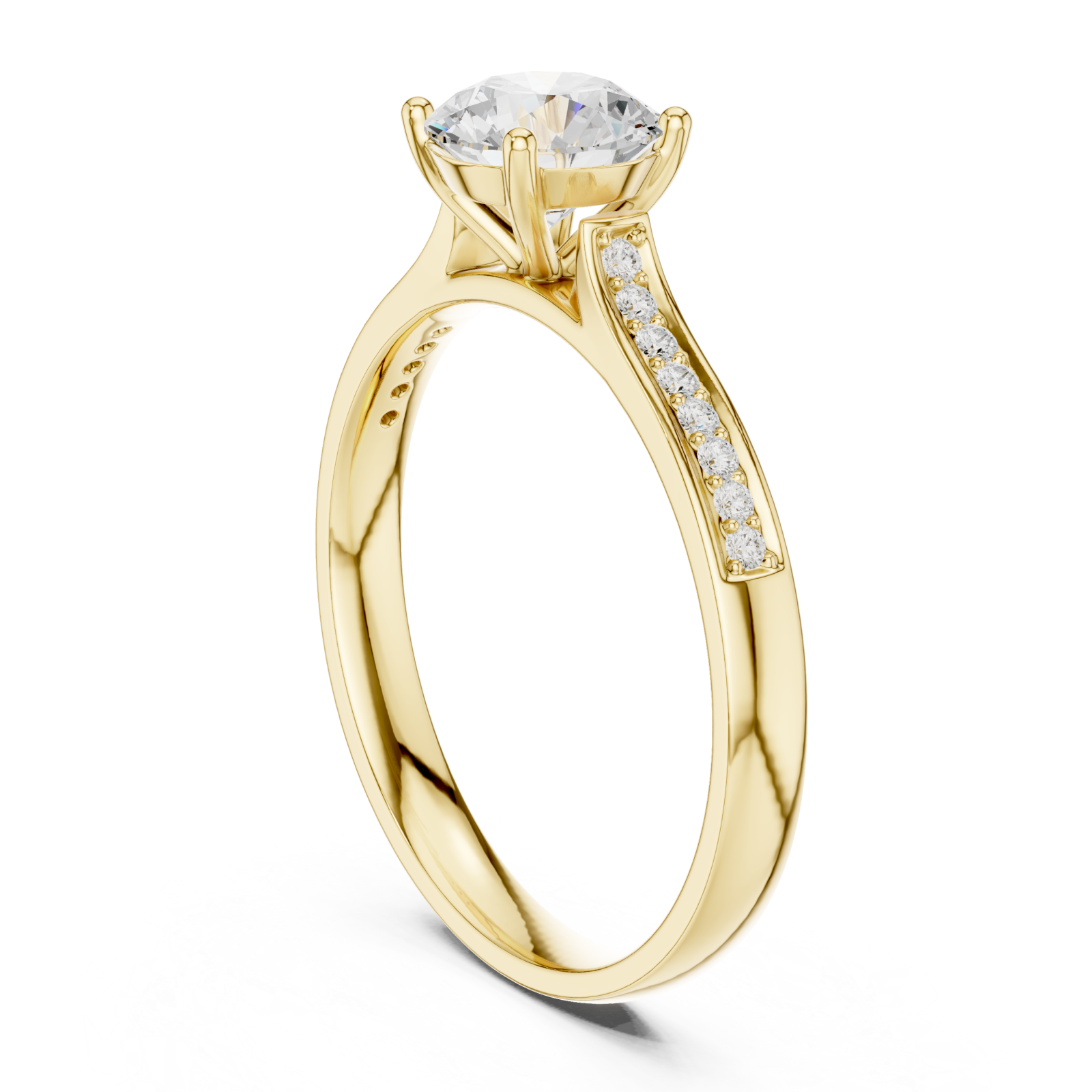  Gold Radiant Muse Pavé Band Engagement Ring Left View