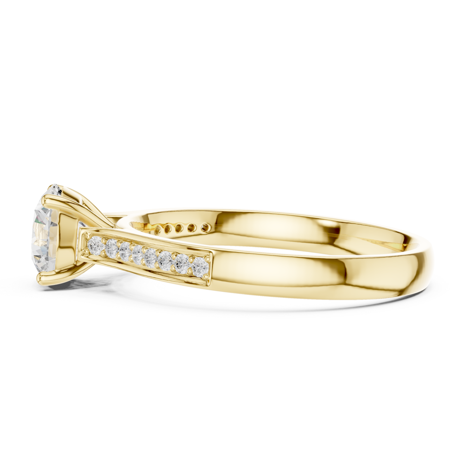  Gold Radiant Muse Pavé Band Engagement Ring Side View