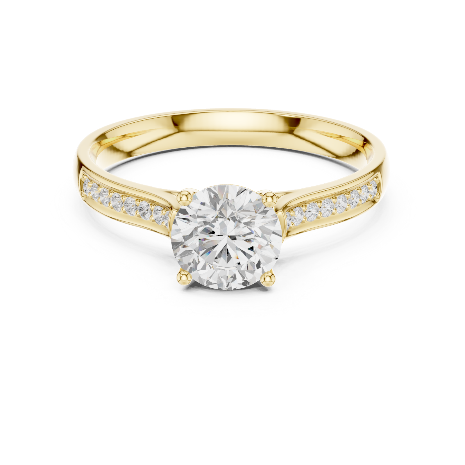  Gold Radiant Muse Pavé Band Engagement Ring Front View