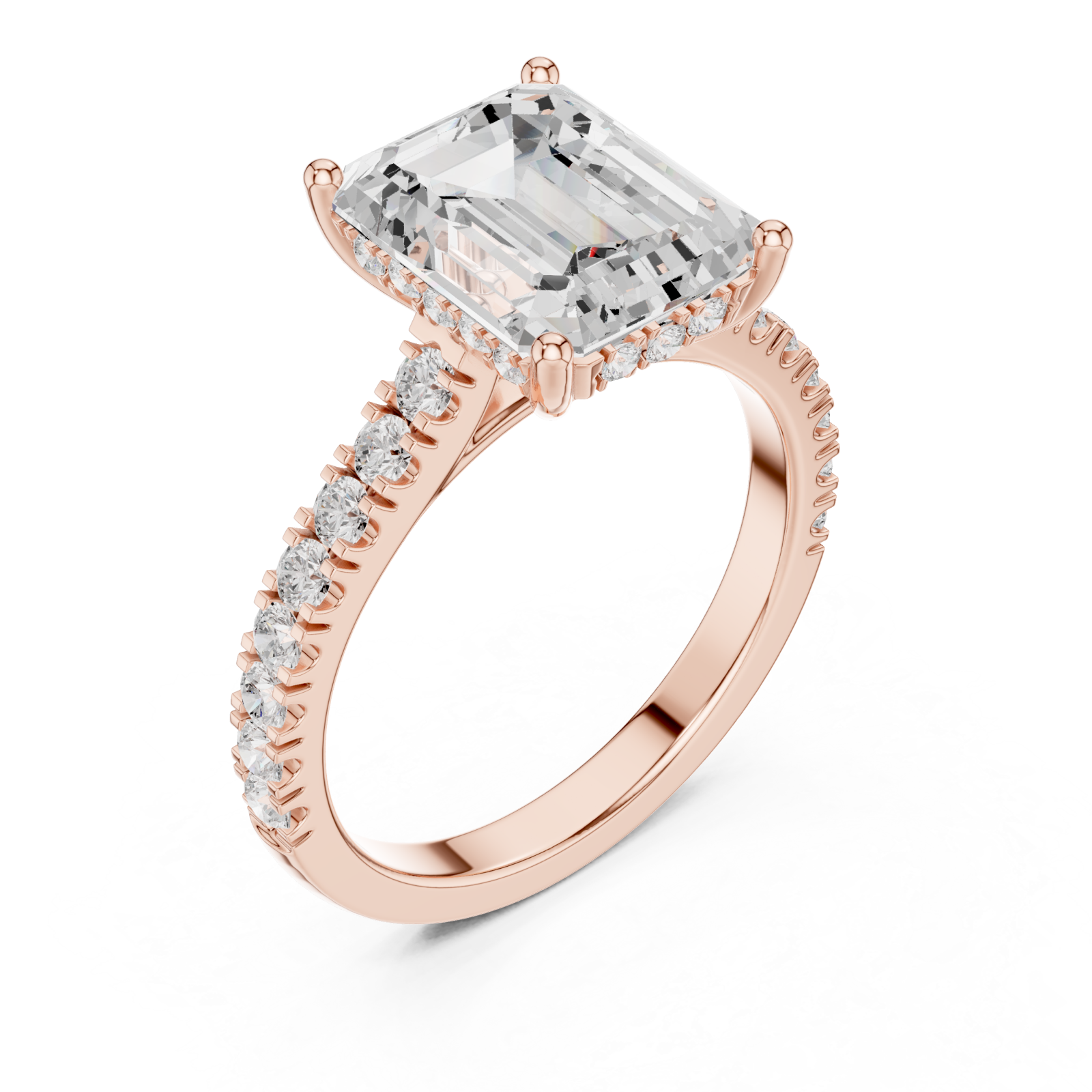  Rose Gold Emerald Grace Statement Ring Right View