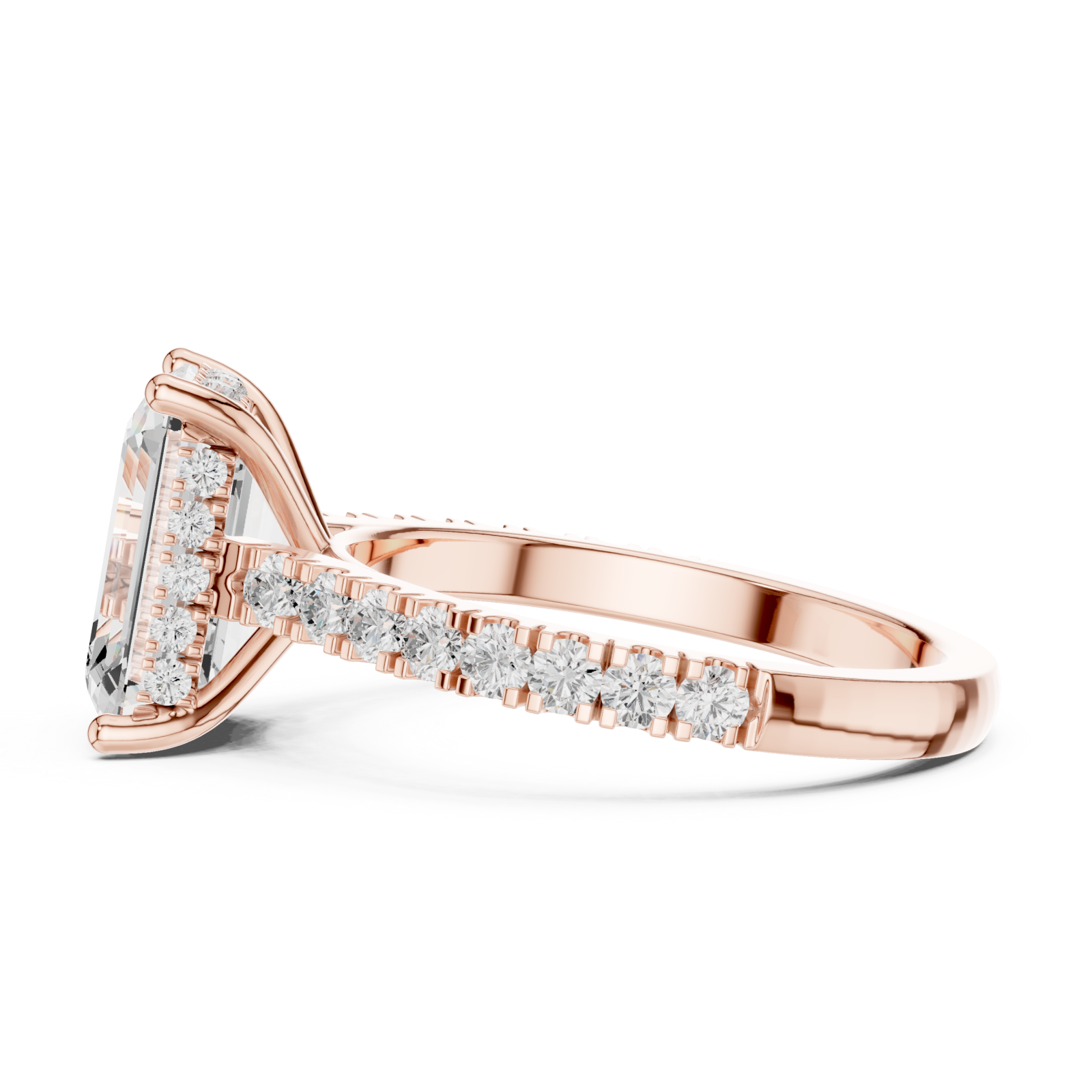  Rose Gold Emerald Grace Statement Ring Side View