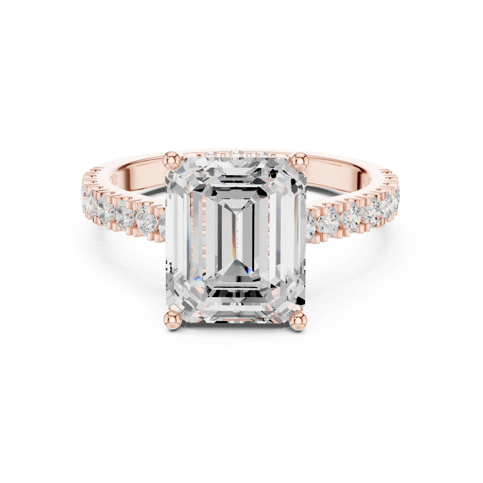  Rose Gold Emerald Grace Statement Ring Front View