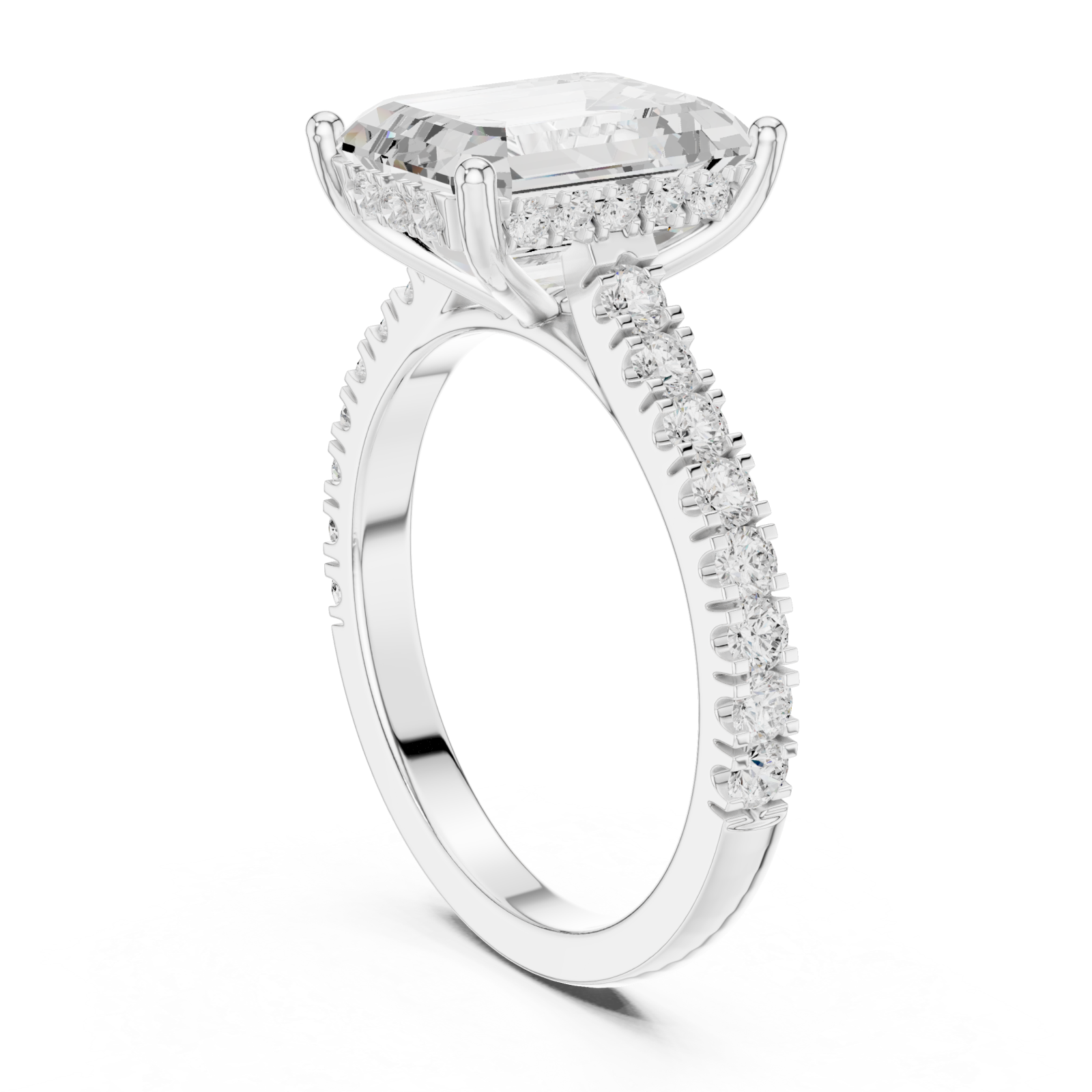  White Gold Emerald Grace Statement Ring Left View