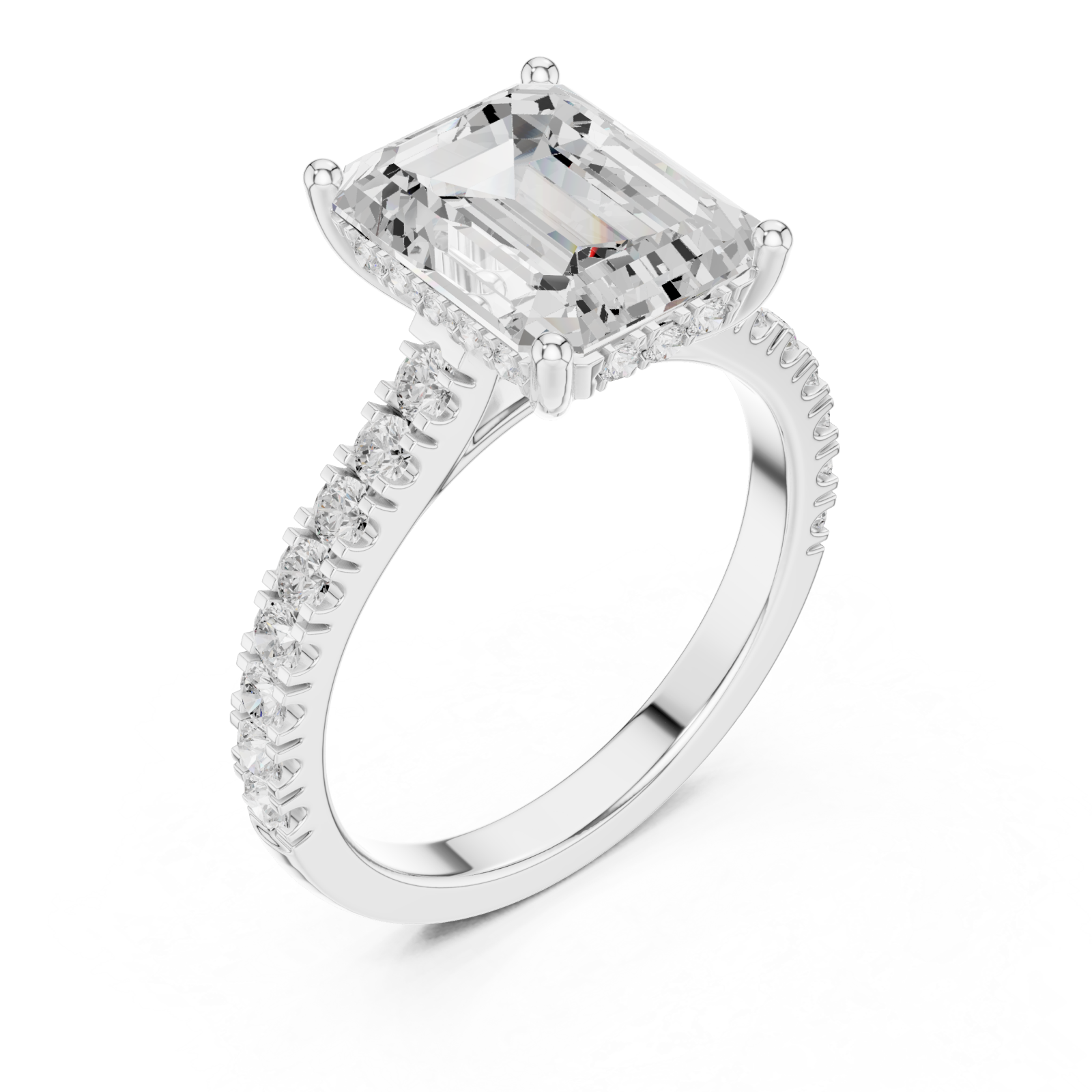  White Gold Emerald Grace Statement Ring Right View