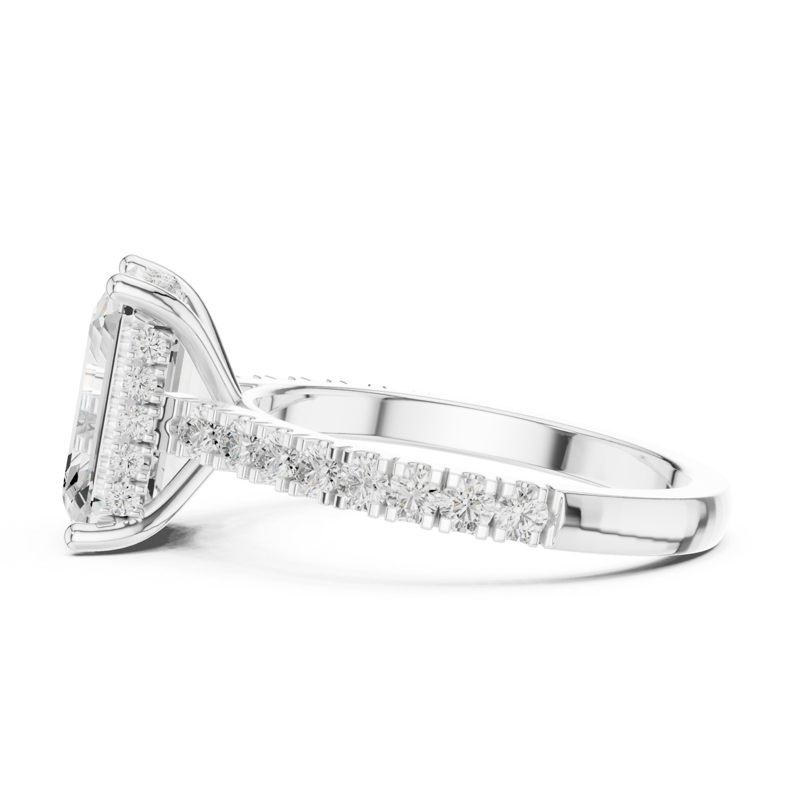  White Gold Emerald Grace Statement Ring Side View