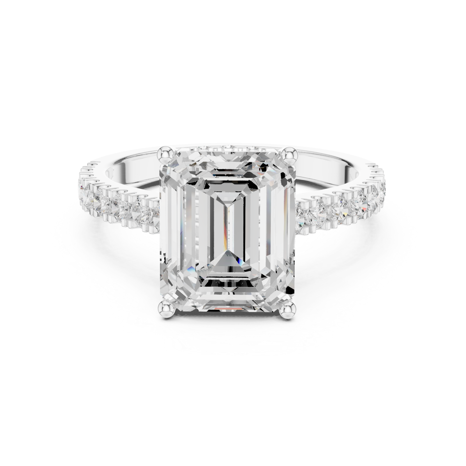  White Gold Emerald Grace Statement Ring Front View