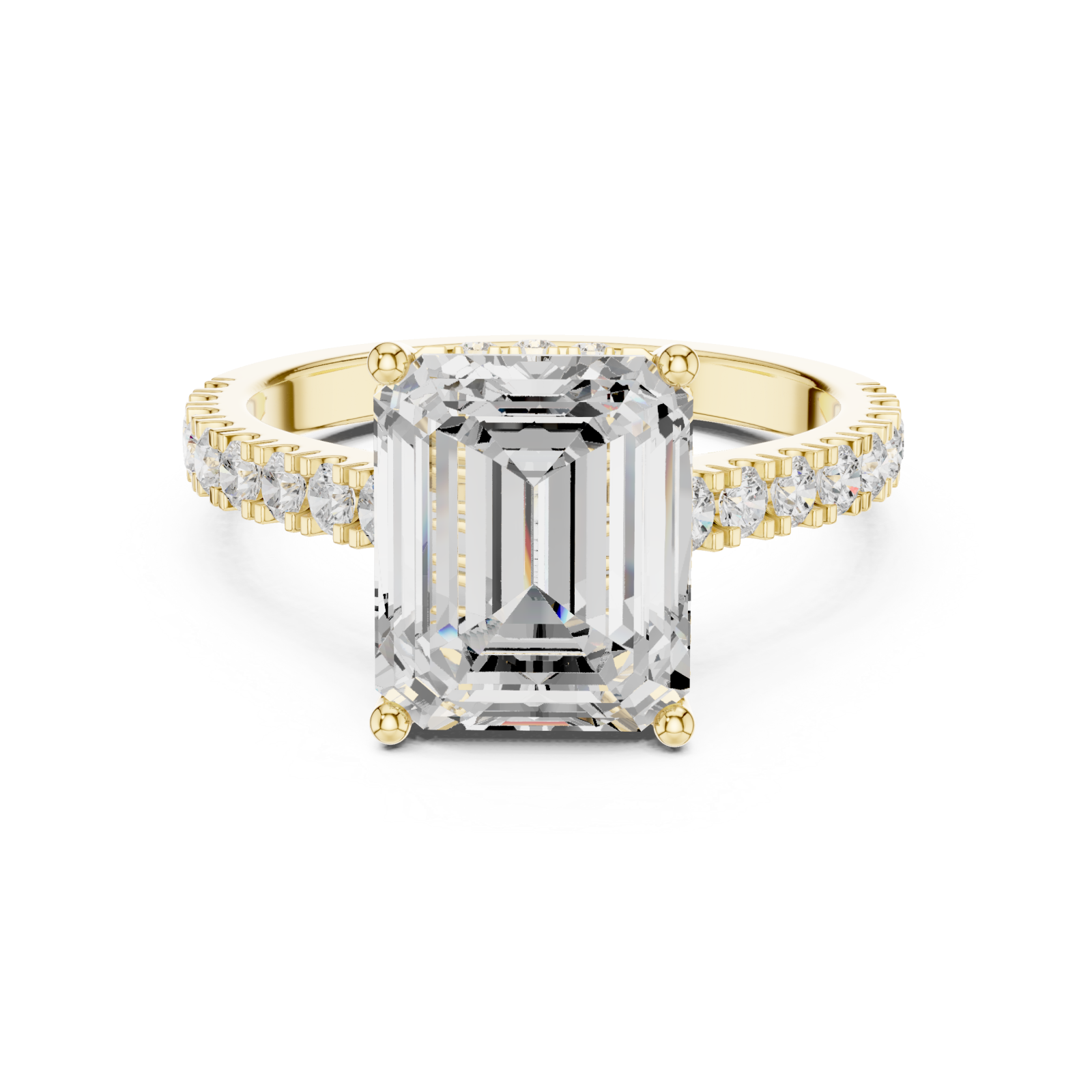  Gold Emerald Grace Statement Ring Front View