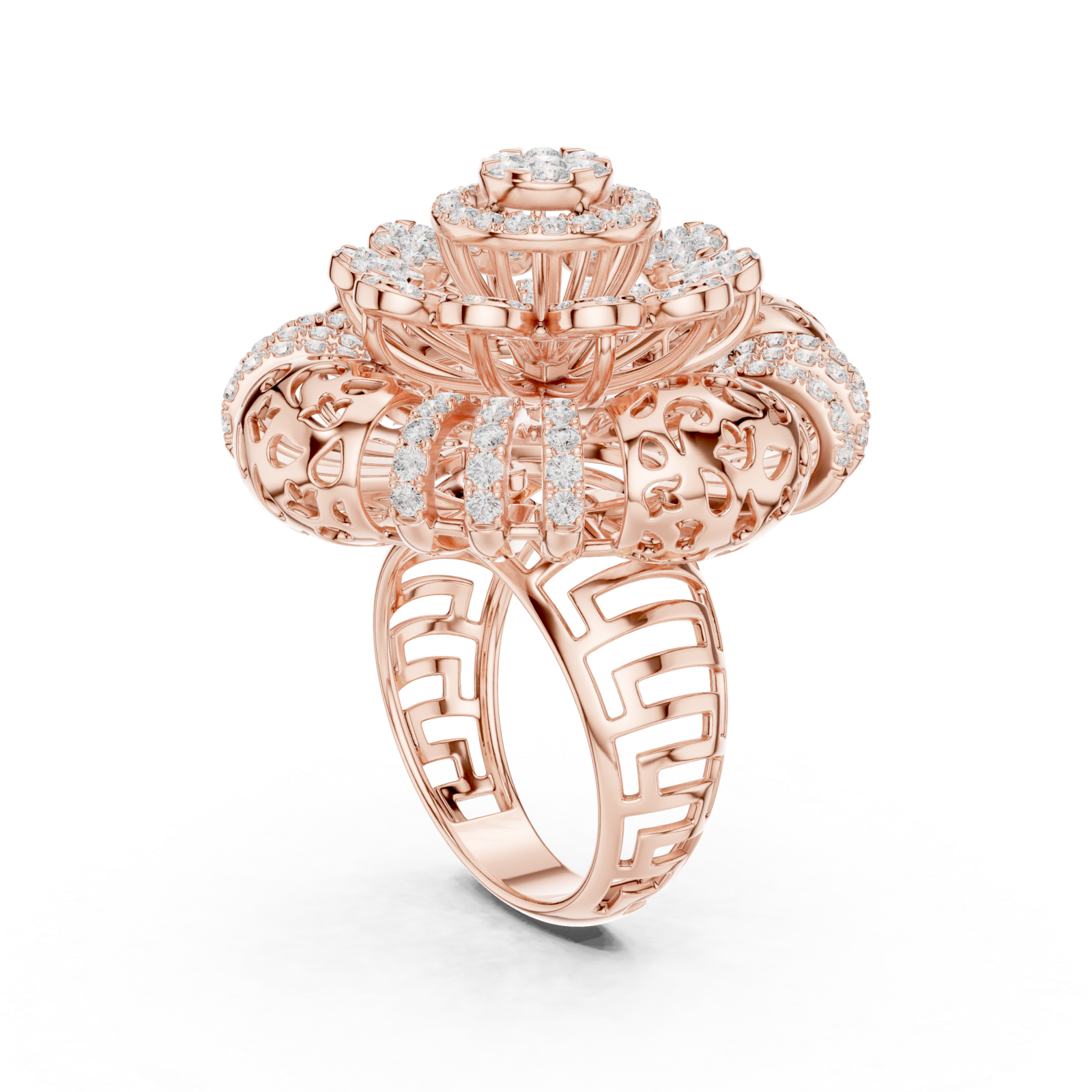  Rose Gold Regal Flourish Majestic Ring Left View