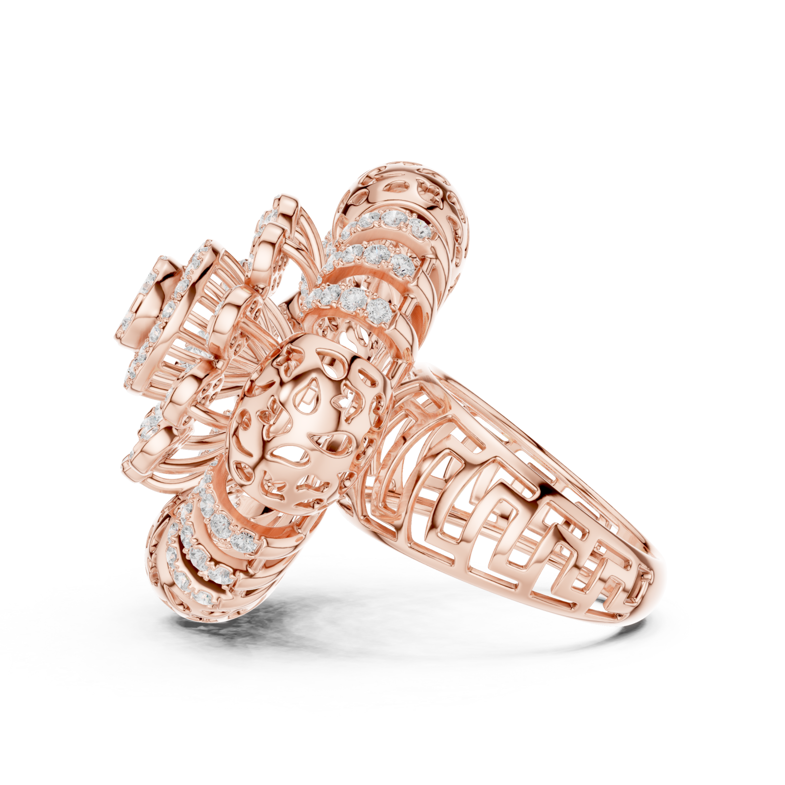  Rose Gold Regal Flourish Majestic Ring Side View
