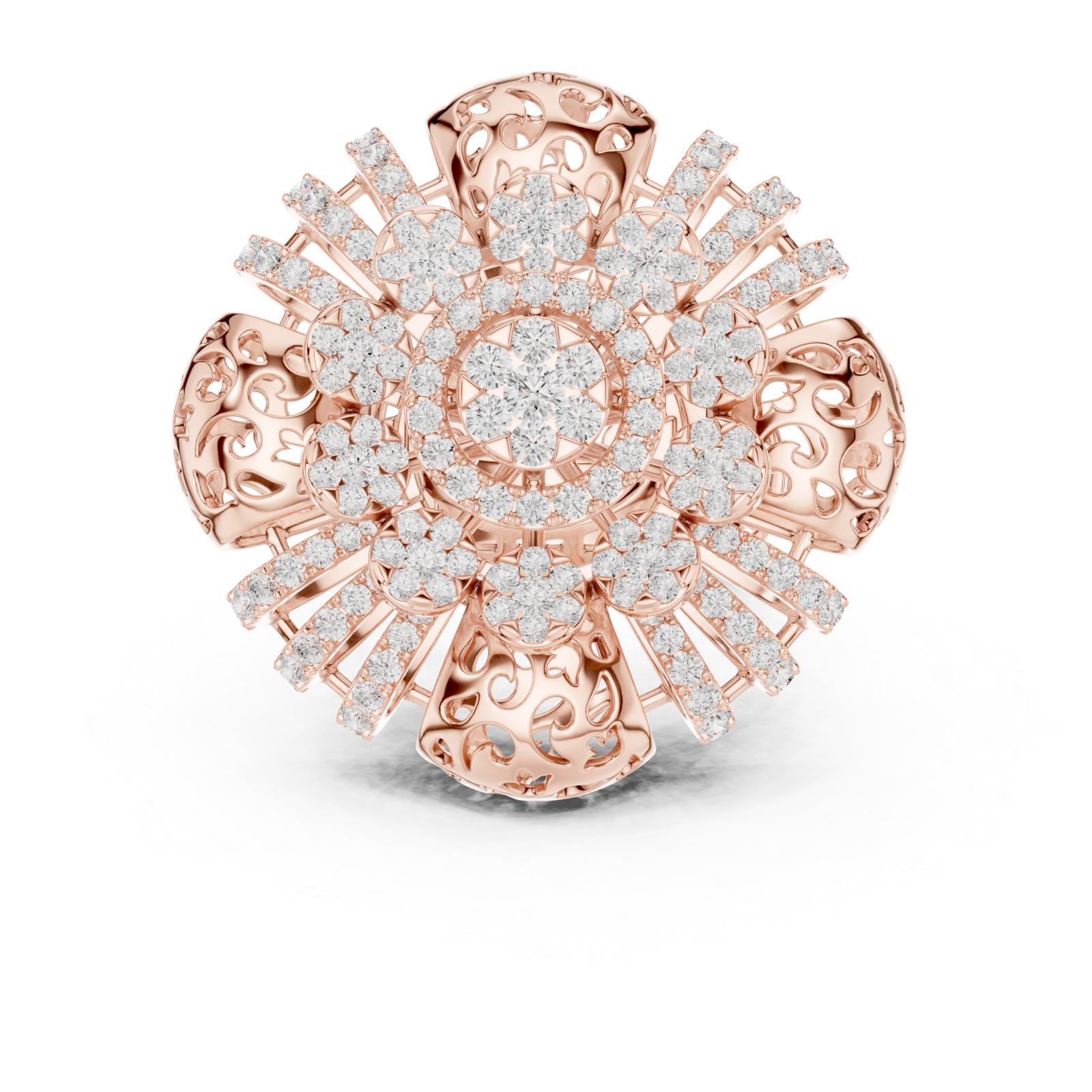  Rose Gold Regal Flourish Majestic Ring Front View