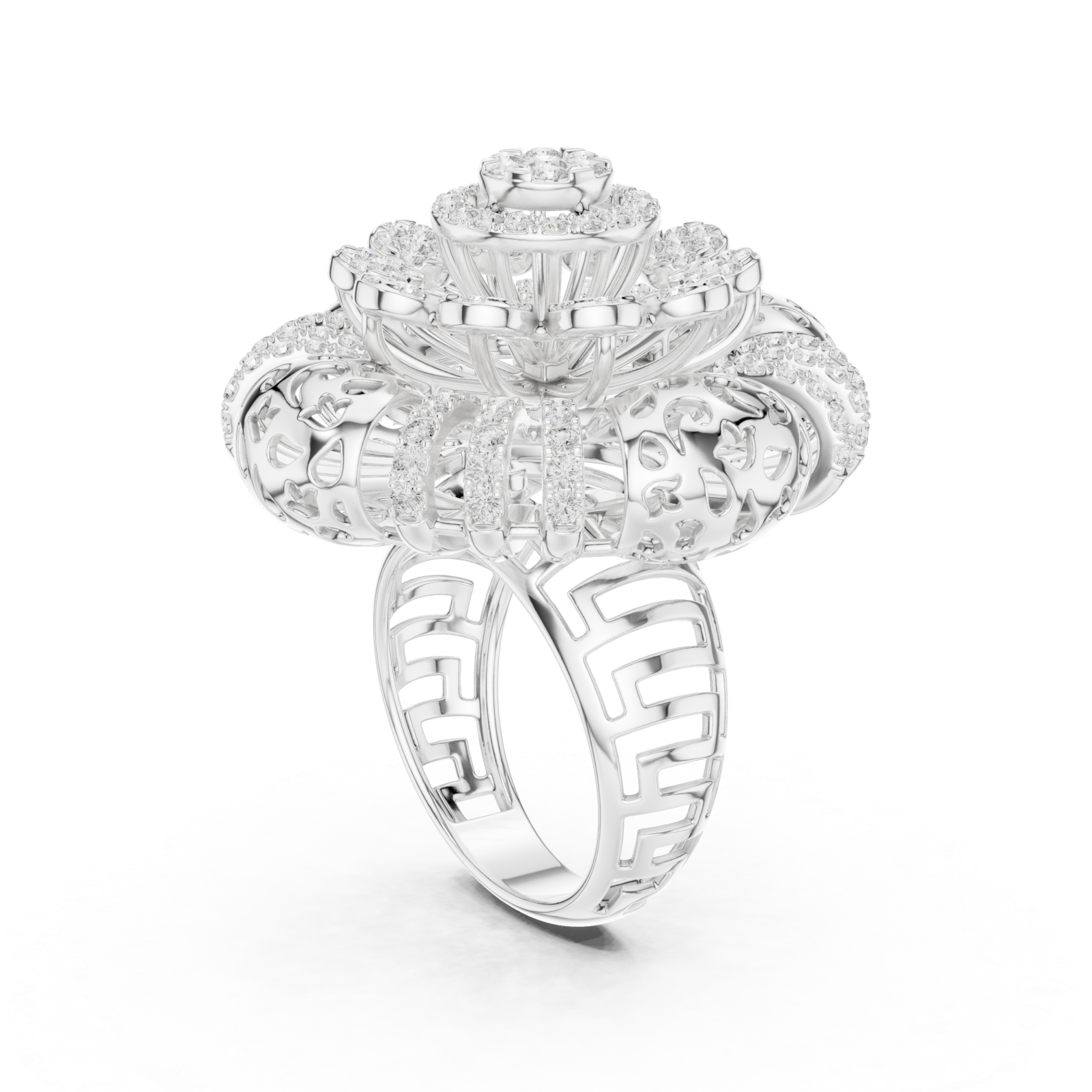  White Gold Regal Flourish Majestic Ring Left View